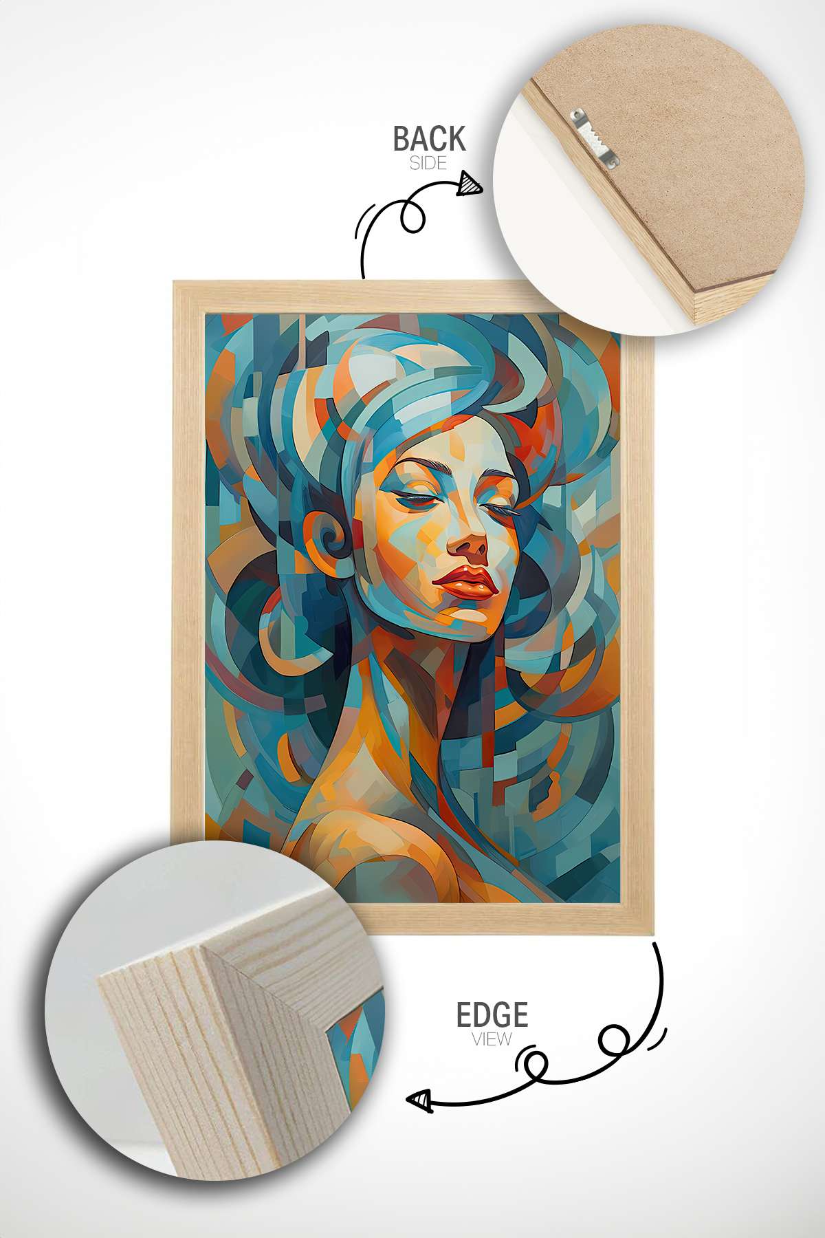 Quadro Decorativo Emoldurado Multicolor 33x48cm - Moldura Madeira Maciça 2cm - Impressão Digital em MDF