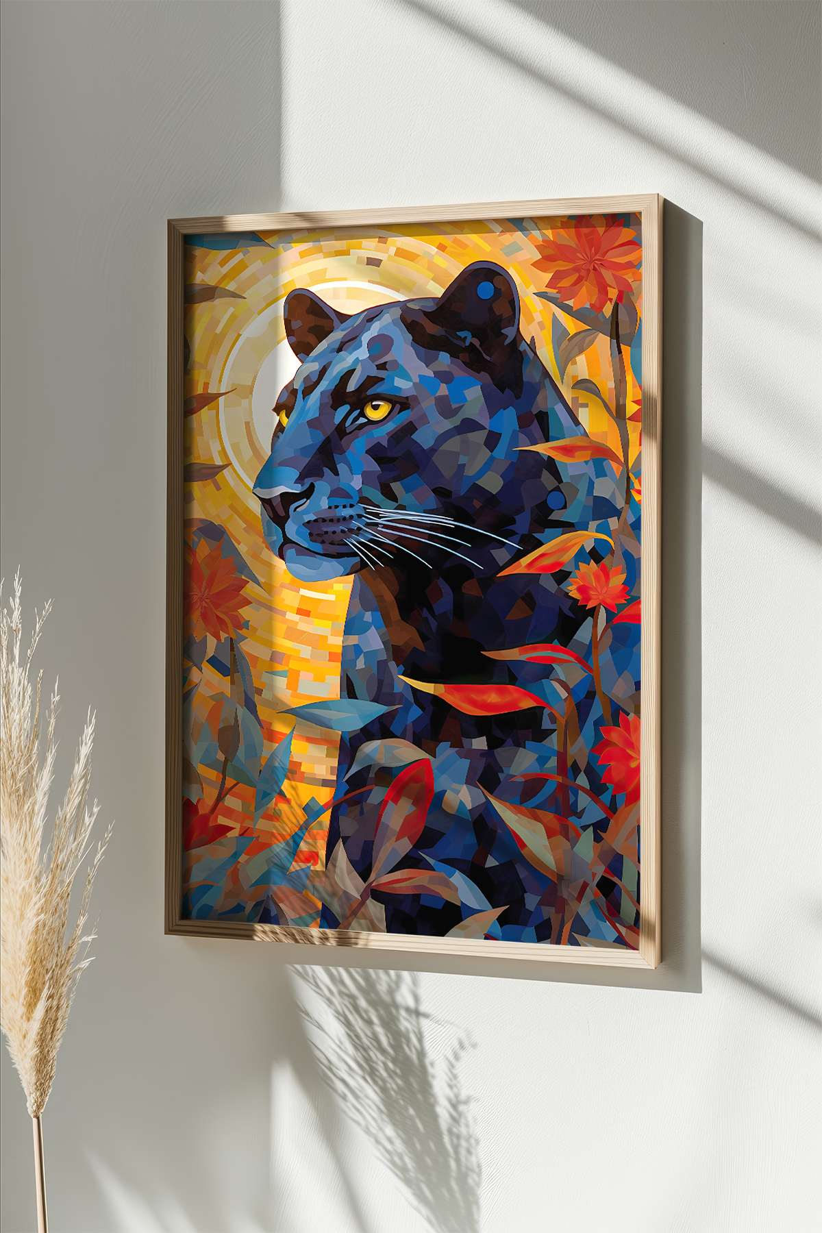 Quadro Decorativo Multicolor com Moldura de Madeira Maciça - Impressão Digital Premium 33x48cm