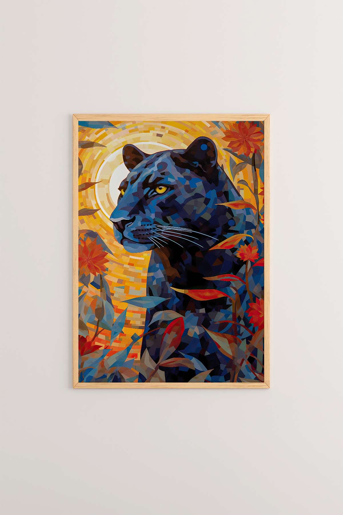 Quadro Decorativo Multicolor com Moldura de Madeira Maciça - Impressão Digital Premium 33x48cm