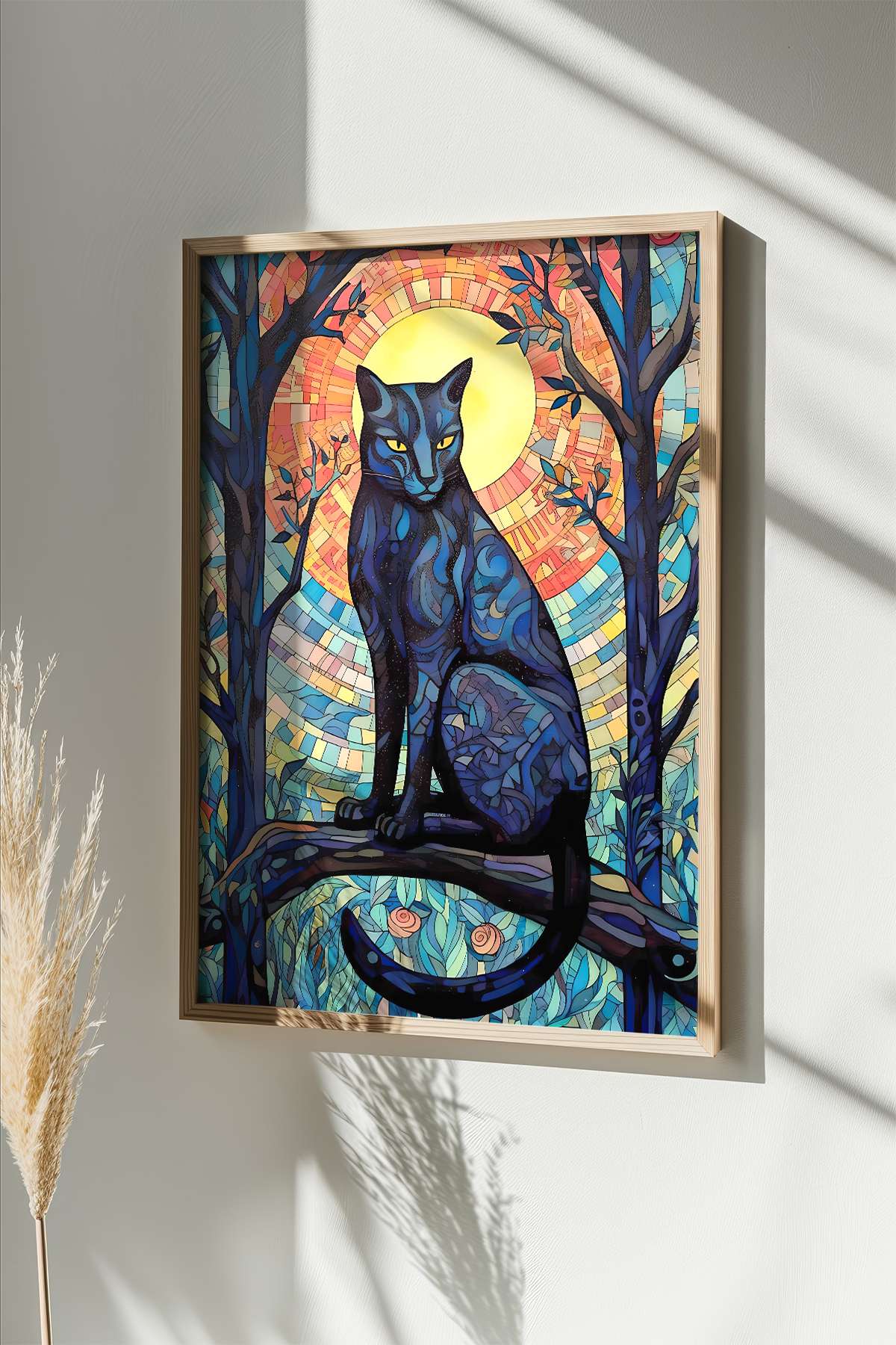 Quadro Decorativo Multicolor com Moldura de Madeira Maciça - Impressão Digital 33x48cm