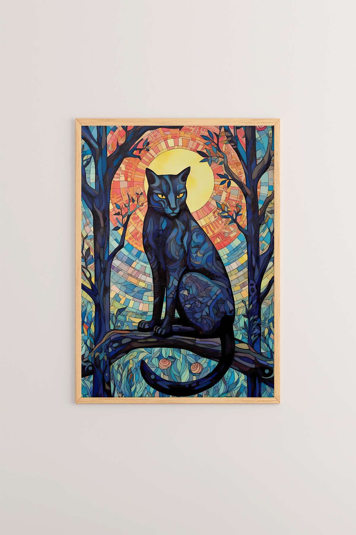 Quadro Decorativo Multicolor com Moldura de Madeira Maciça - Impressão Digital 33x48cm