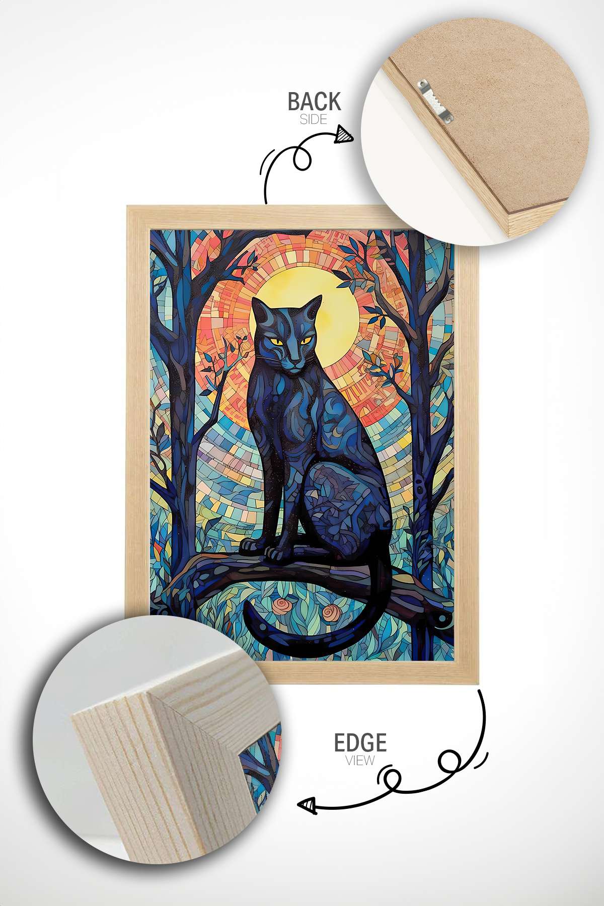 Quadro Decorativo Multicolor com Moldura de Madeira Maciça - Impressão Digital 33x48cm