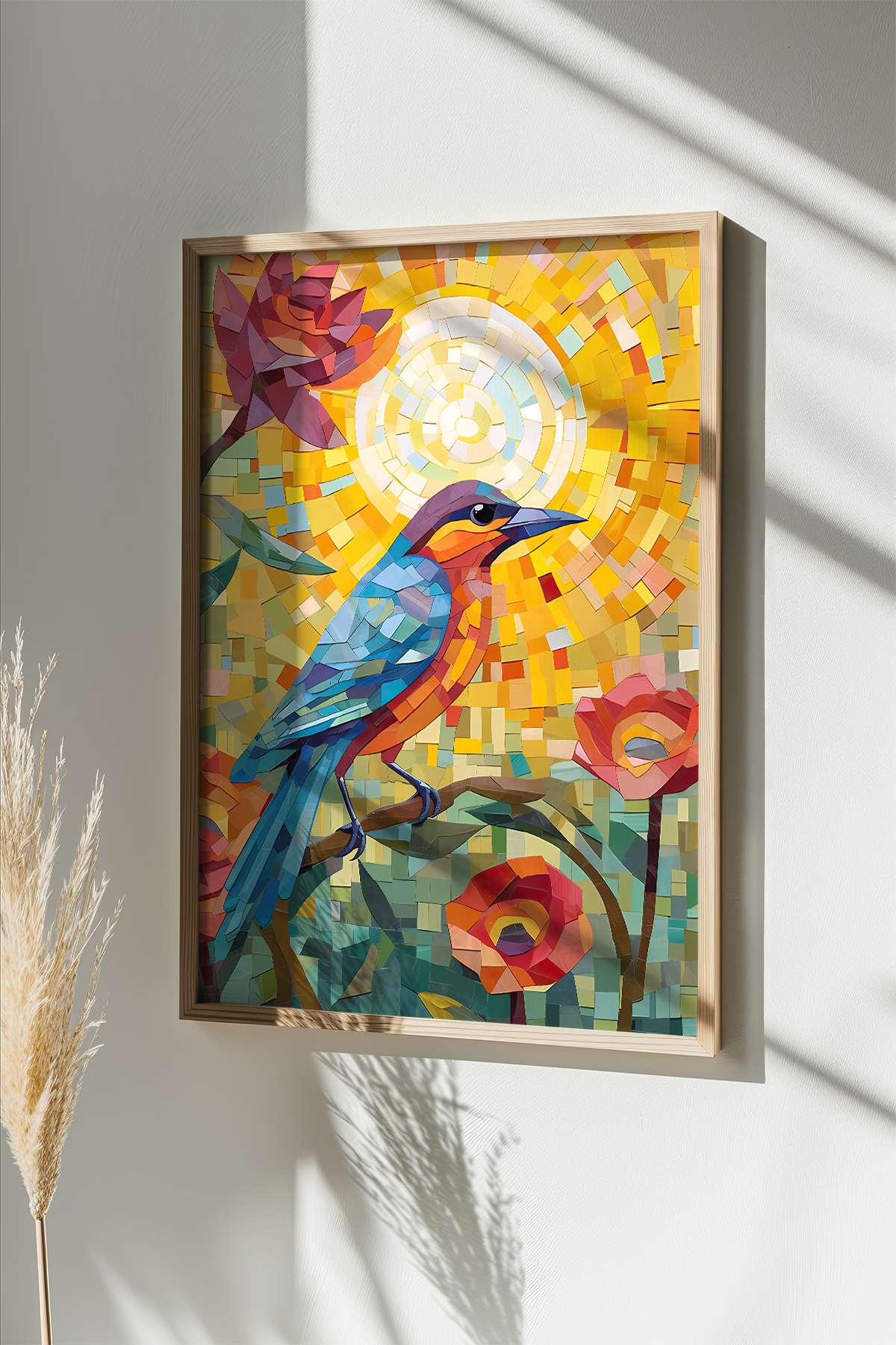 Quadro Decorativo Multicolor com Moldura de Madeira Maciça - Impressão Digital 33x48cm