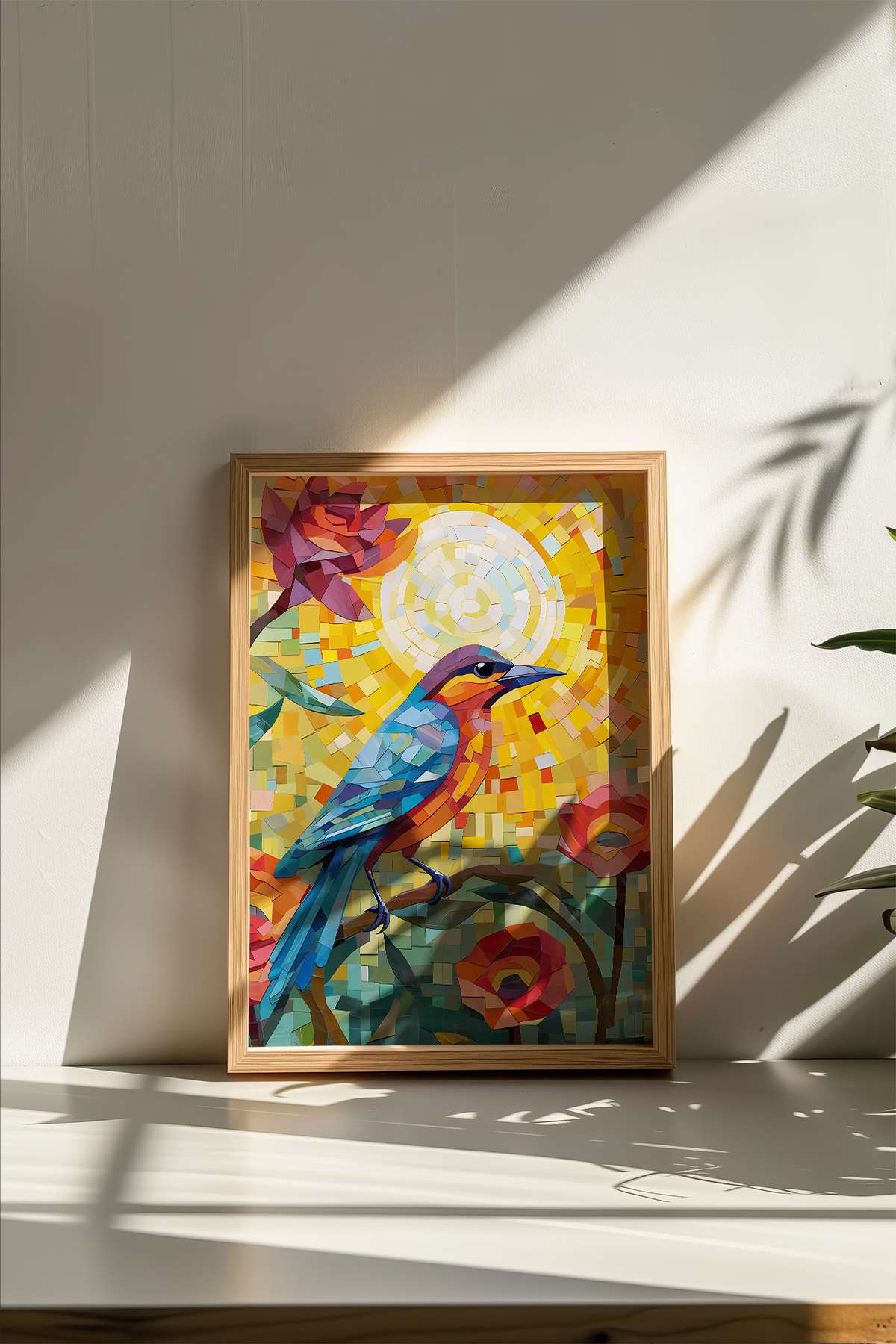 Quadro Decorativo Multicolor com Moldura de Madeira Maciça - Impressão Digital 33x48cm