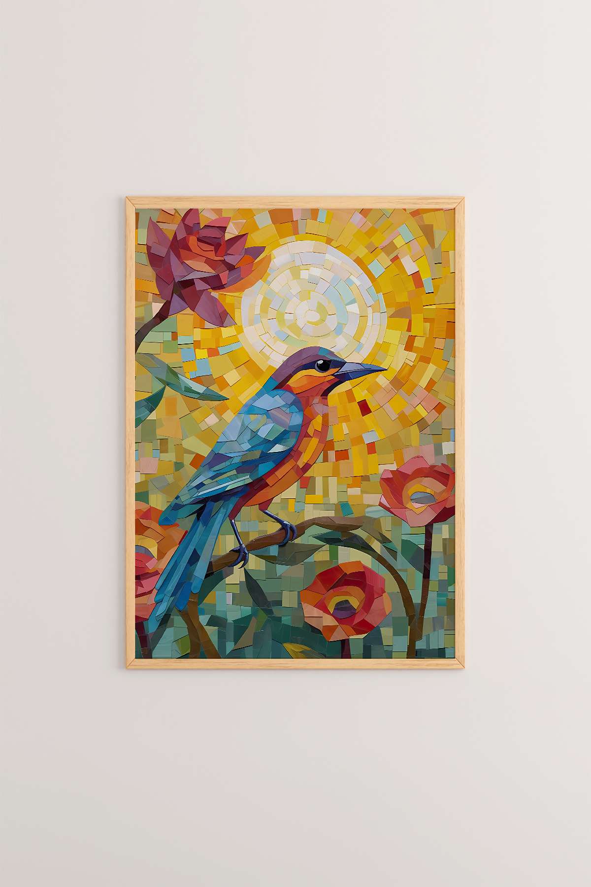 Quadro Decorativo Multicolor com Moldura de Madeira Maciça - Impressão Digital 33x48cm