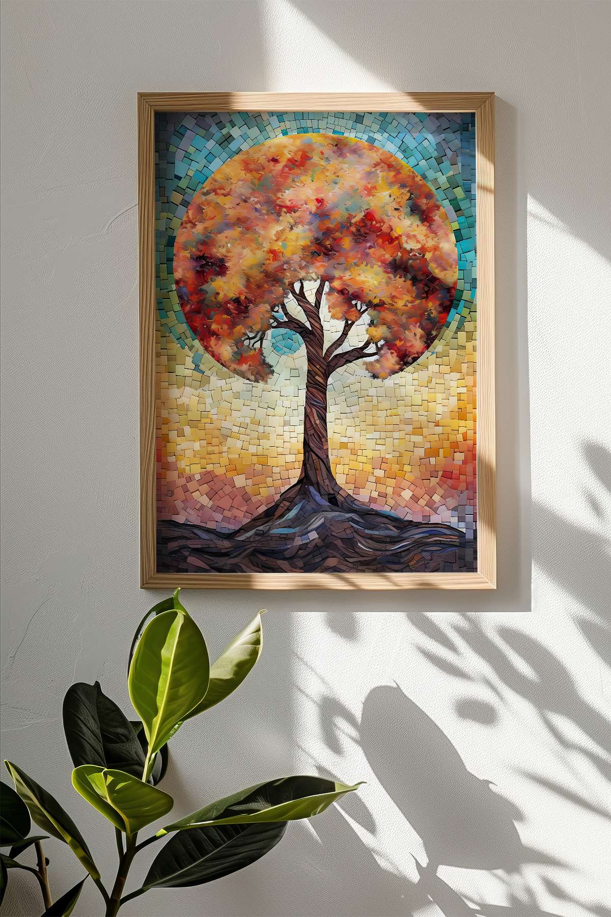 Quadro Decorativo Multicolor com Moldura de Madeira Maciça - Impressão Digital 33x48cm