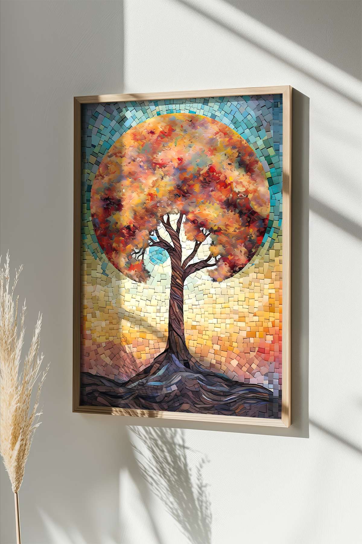 Quadro Decorativo Multicolor com Moldura de Madeira Maciça - Impressão Digital 33x48cm