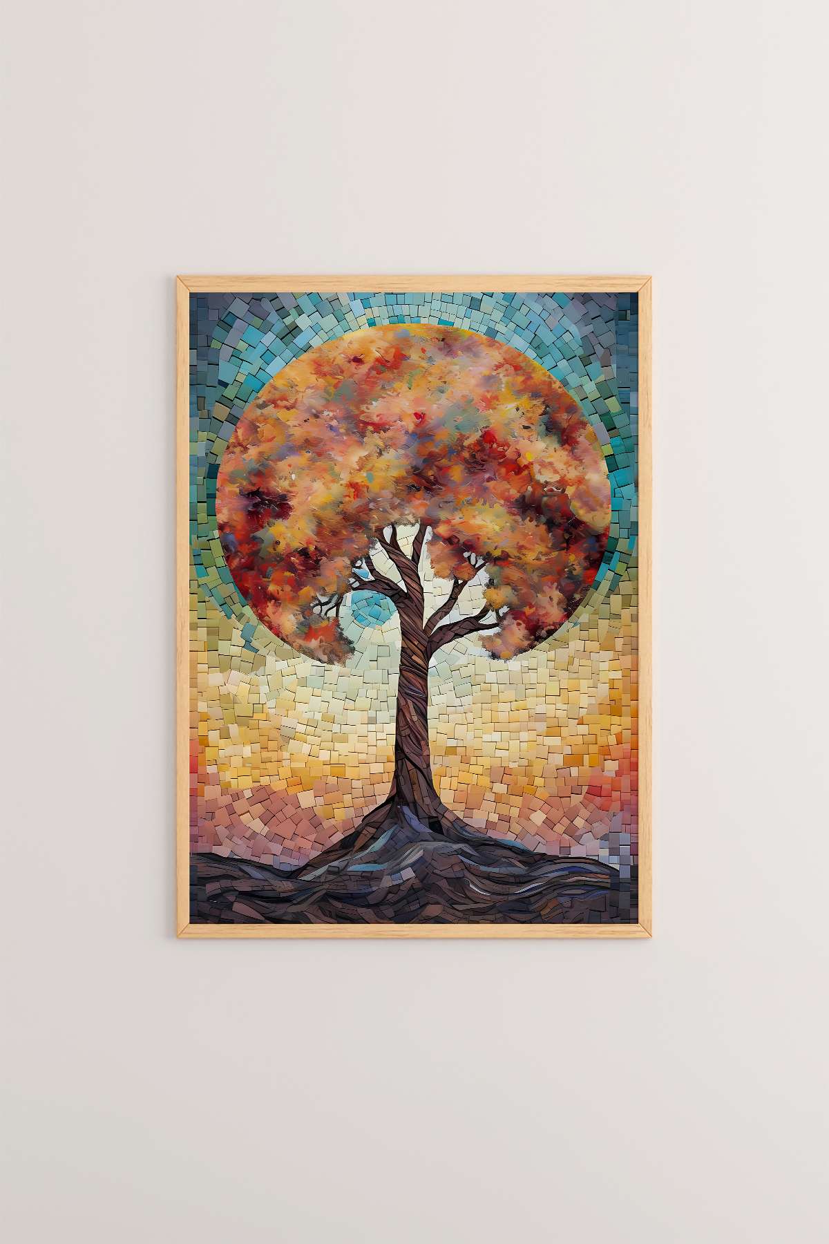 Quadro Decorativo Multicolor com Moldura de Madeira Maciça - Impressão Digital 33x48cm