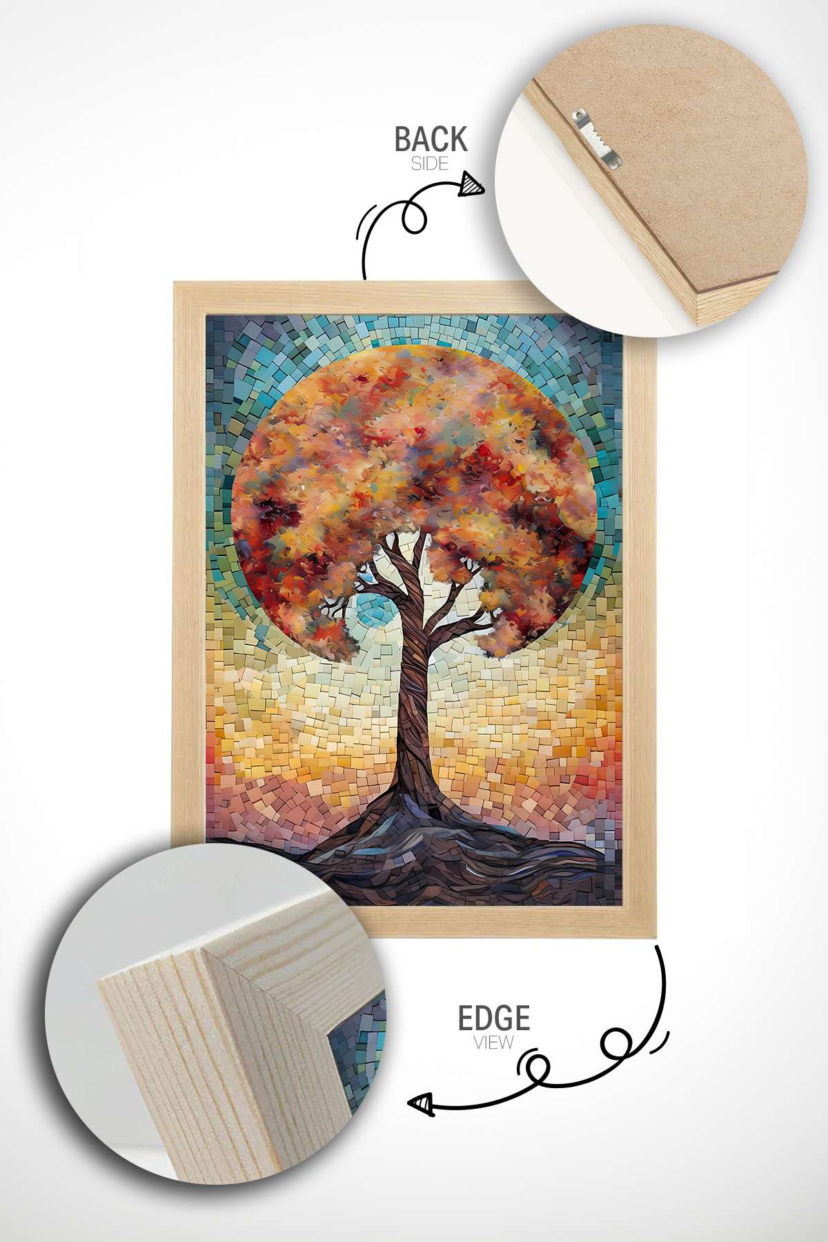 Quadro Decorativo Multicolor com Moldura de Madeira Maciça - Impressão Digital 33x48cm