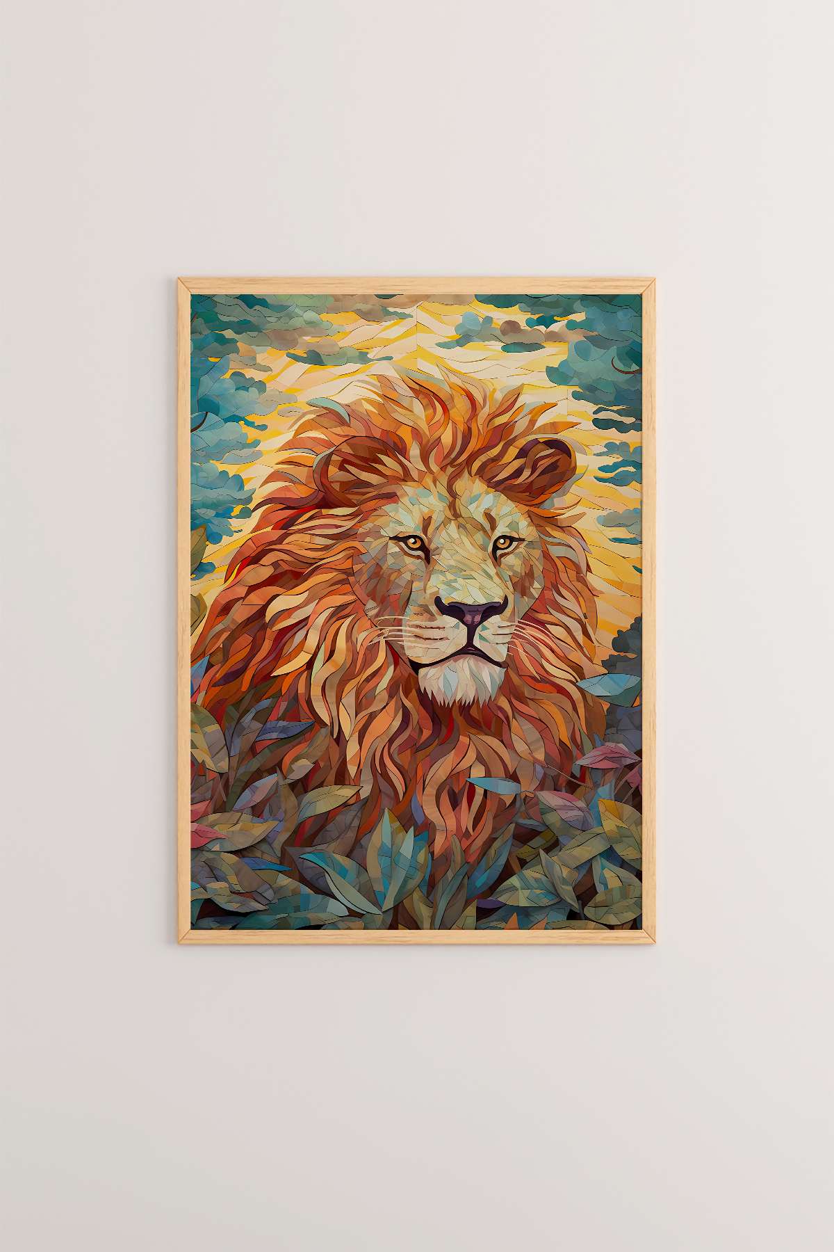 Quadro Decorativo Emoldurado Multicolor 33x48cm - Moldura Madeira Maciça 2cm - Impressão Digital em MDF