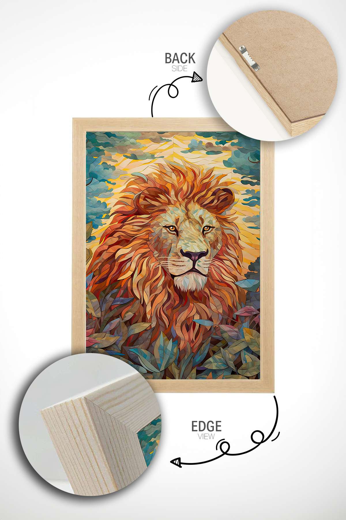 Quadro Decorativo Emoldurado Multicolor 33x48cm - Moldura Madeira Maciça 2cm - Impressão Digital em MDF