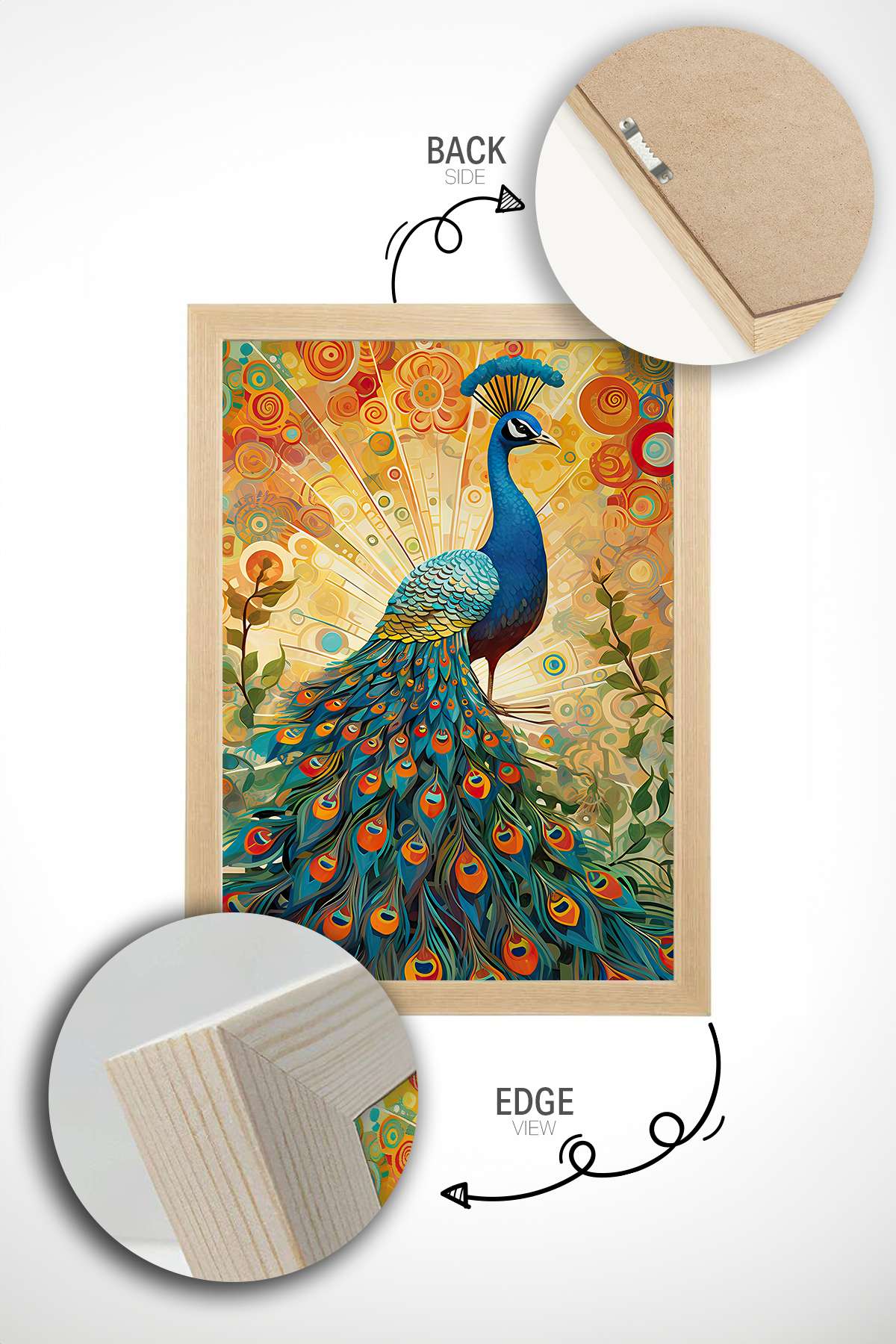 Quadro Decorativo Emoldurado Multicolor 33x48cm - Moldura Madeira Maciça 2cm - Impressão Digital em MDF