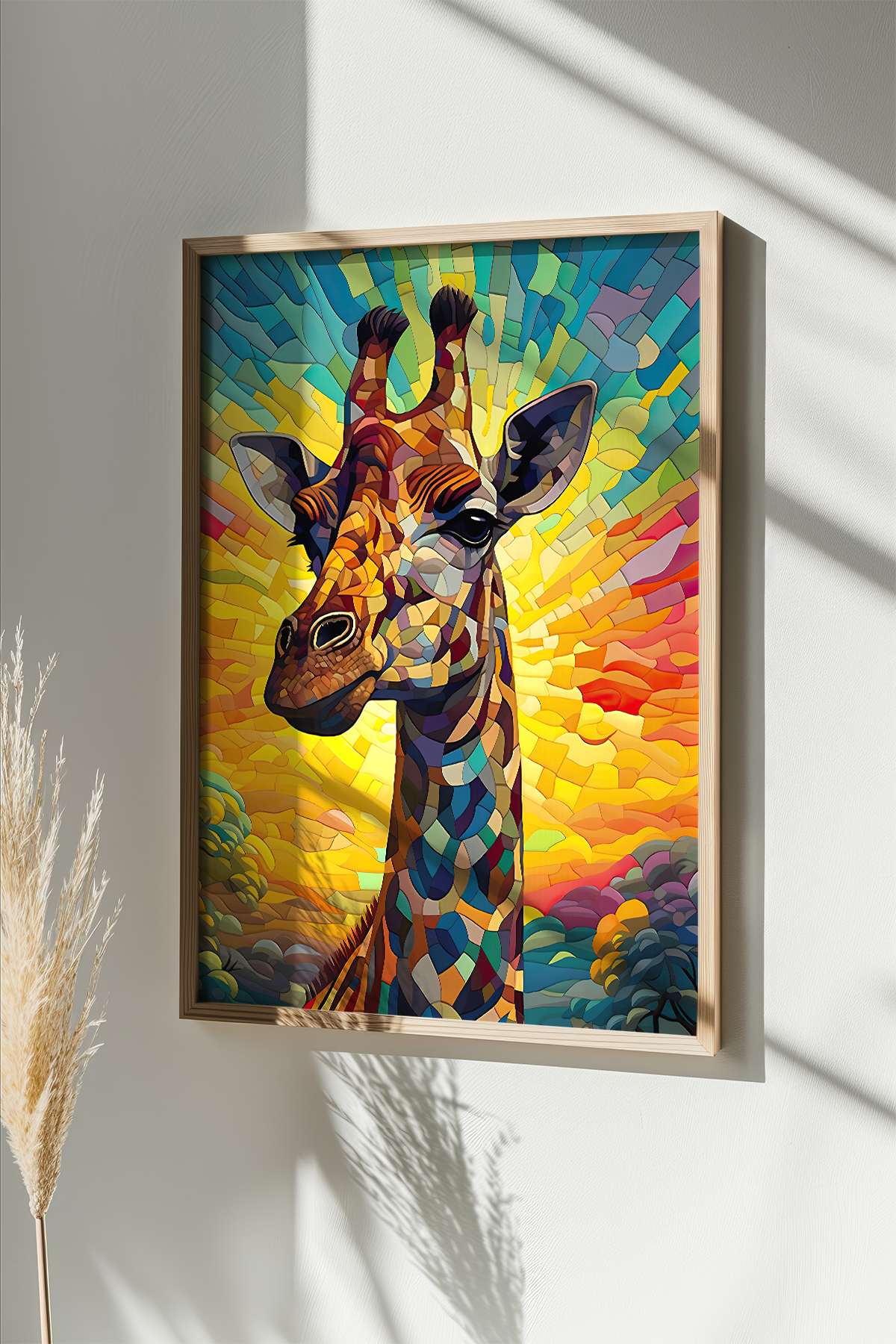 Quadro Decorativo Multicolor com Moldura de Madeira Maciça - Impressão Digital 33x48cm