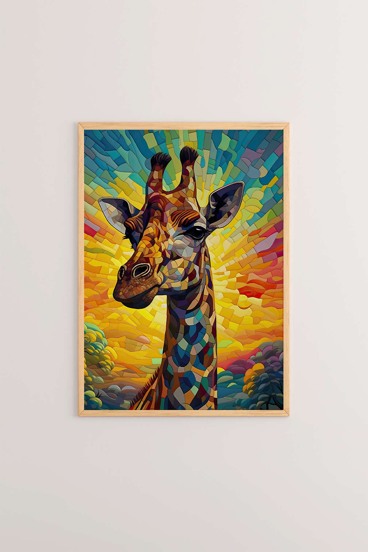 Quadro Decorativo Multicolor com Moldura de Madeira Maciça - Impressão Digital 33x48cm