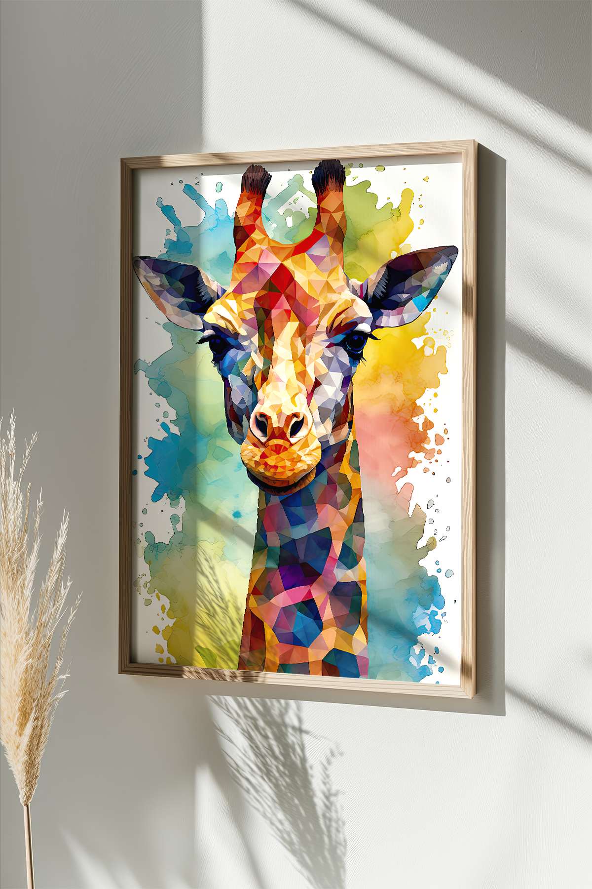 Quadro Decorativo Multicolor com Moldura de Madeira Maciça - Arte Digital Emoldurada 33x48cm