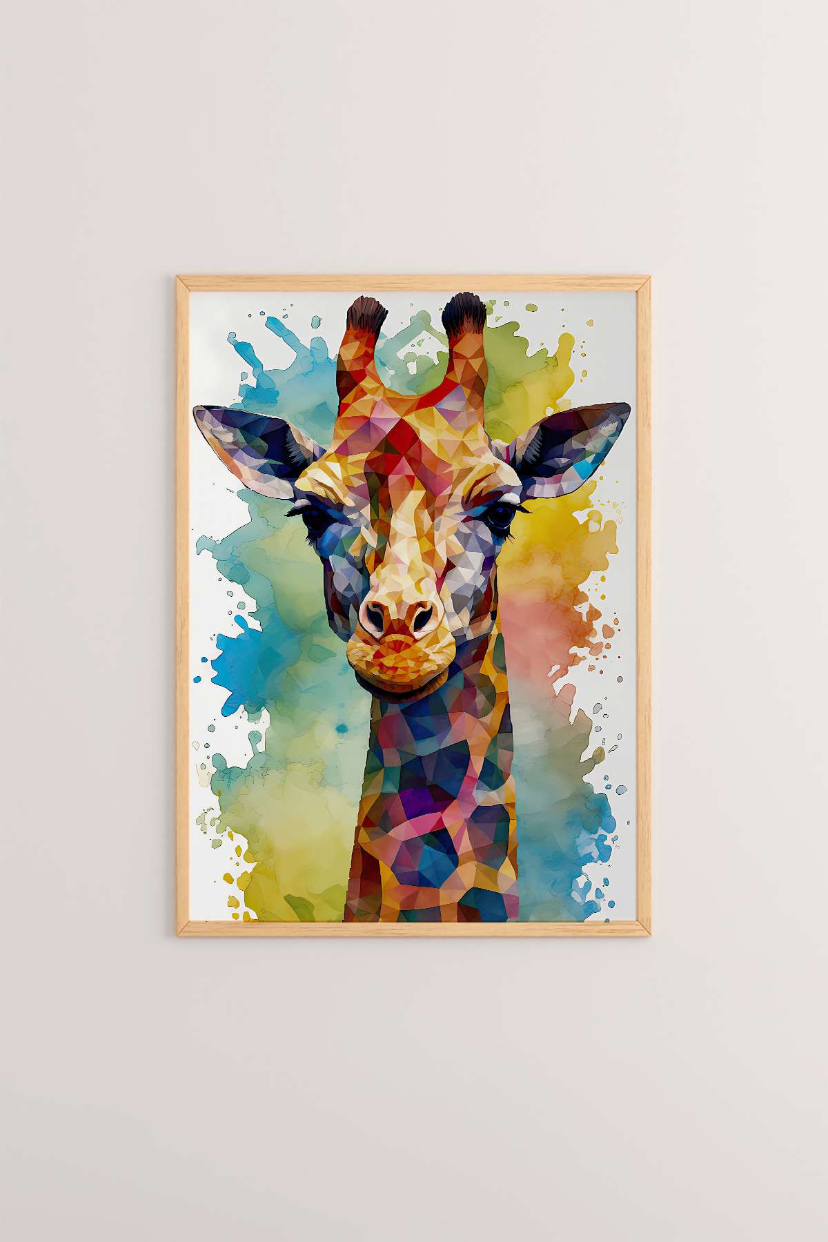 Quadro Decorativo Multicolor com Moldura de Madeira Maciça - Arte Digital Emoldurada 33x48cm