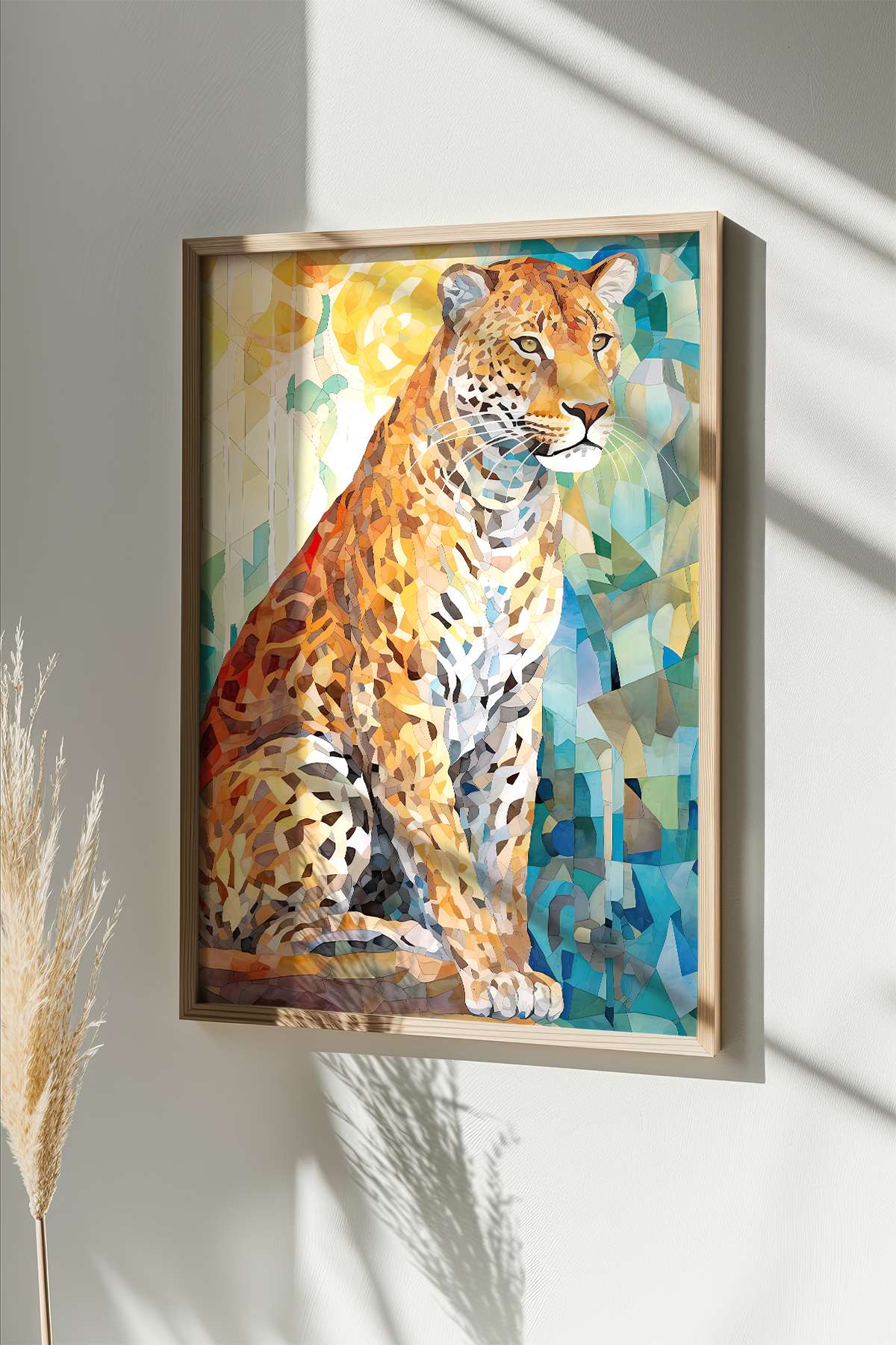 Quadro Decorativo Multicolor em Madeira Maciça - Arte Digital Emoldurada 33x48cm