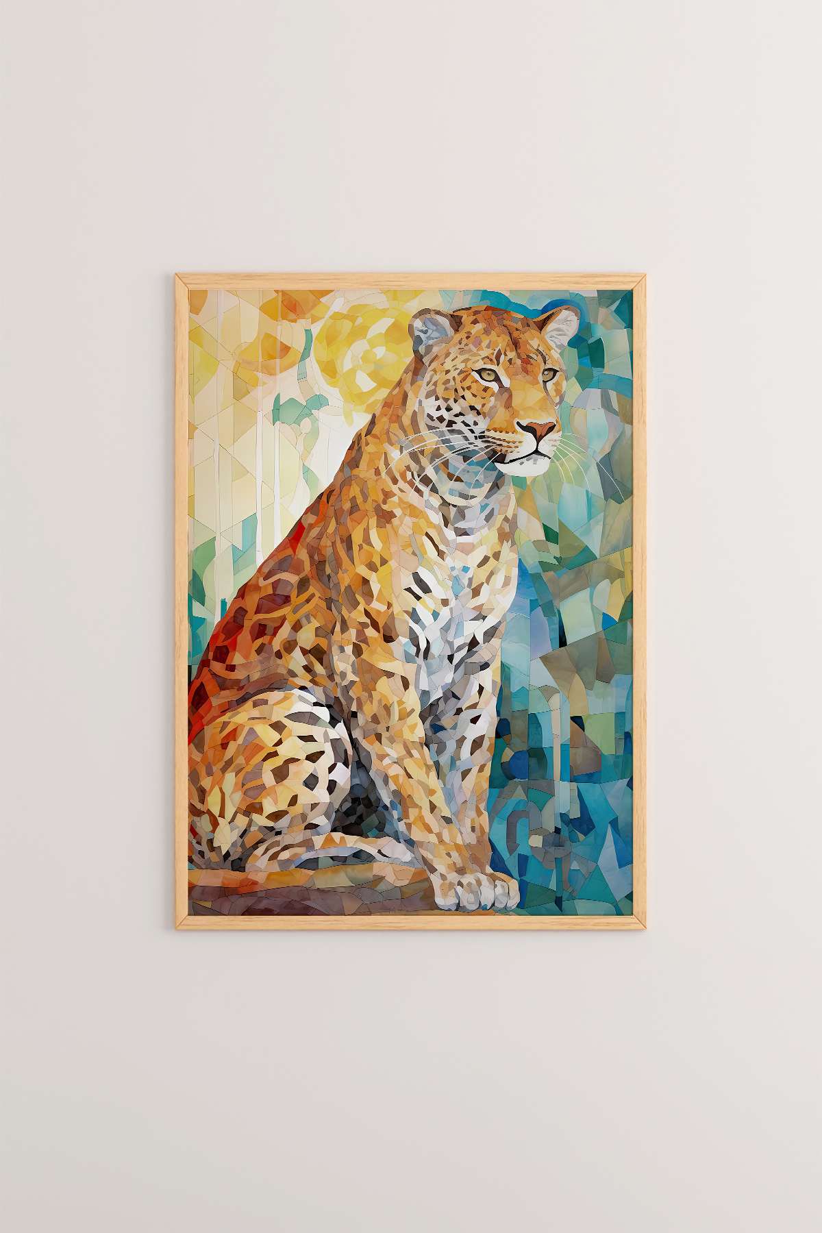 Quadro Decorativo Multicolor em Madeira Maciça - Arte Digital Emoldurada 33x48cm