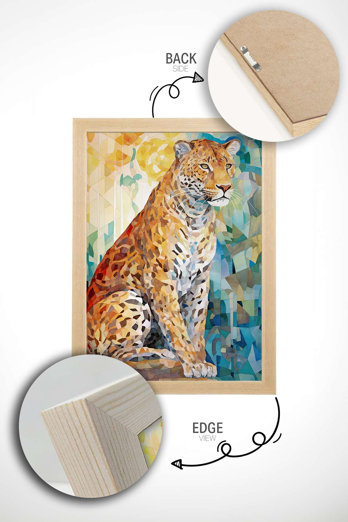 Quadro Decorativo Multicolor em Madeira Maciça - Arte Digital Emoldurada 33x48cm