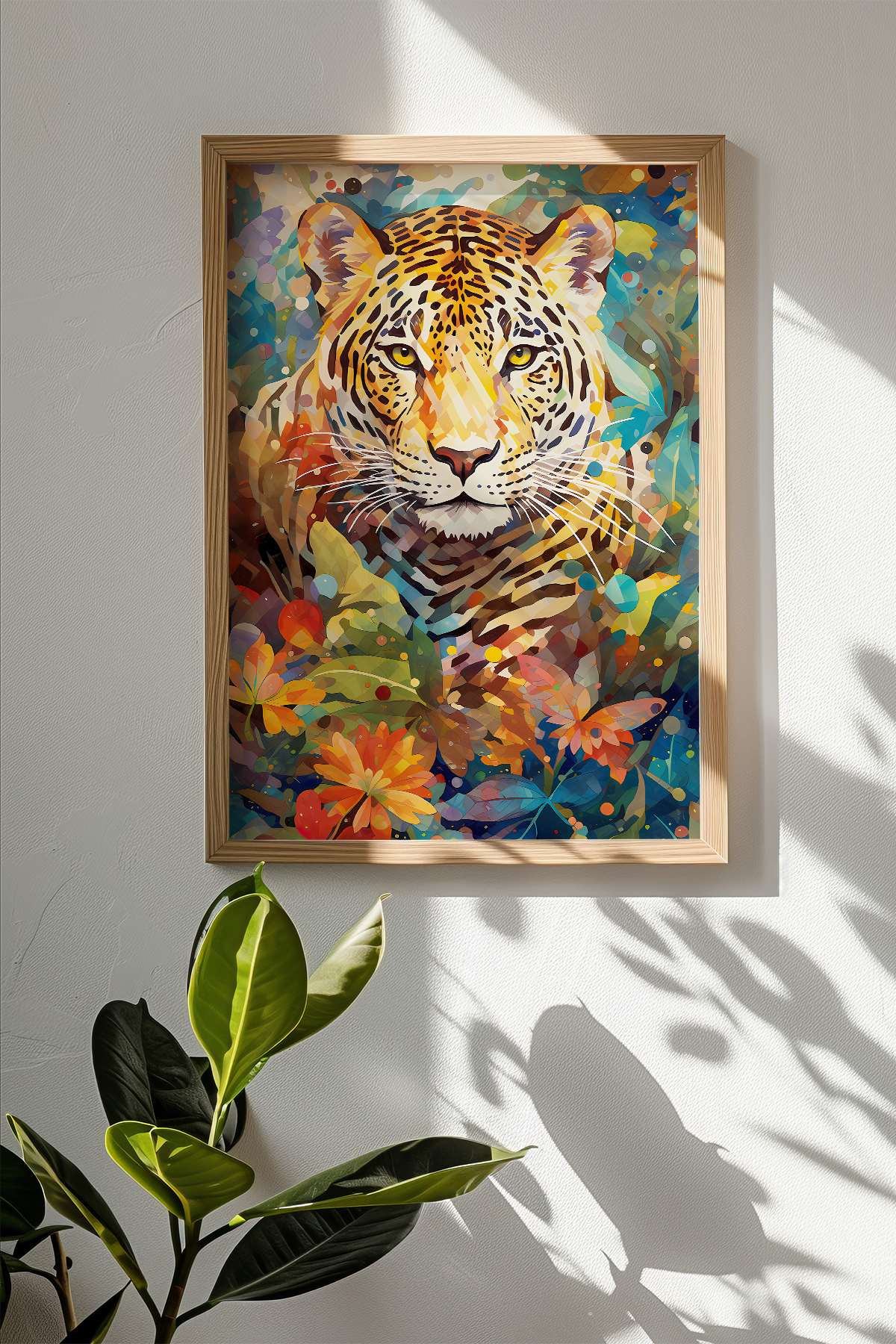 Quadro Decorativo Multicolor em Madeira Maciça - Arte Digital Emoldurada 33x48cm