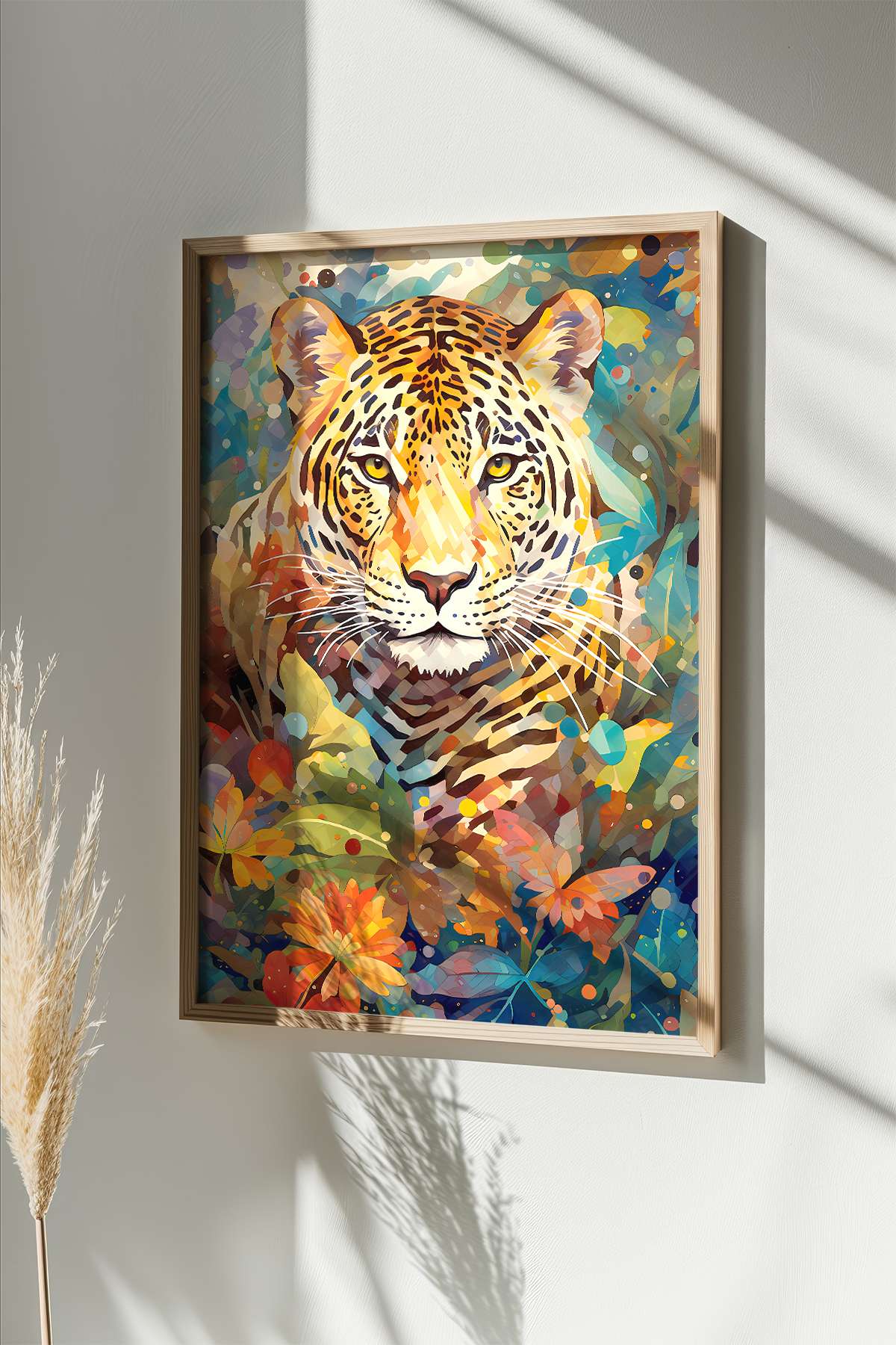 Quadro Decorativo Multicolor em Madeira Maciça - Arte Digital Emoldurada 33x48cm