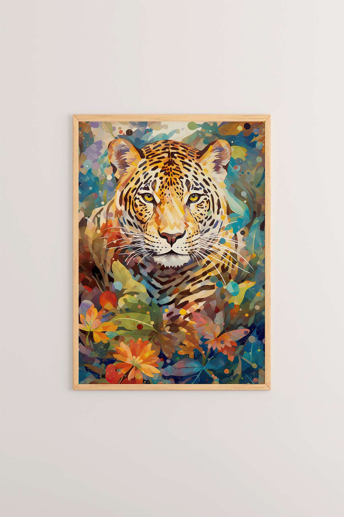 Quadro Decorativo Multicolor em Madeira Maciça - Arte Digital Emoldurada 33x48cm