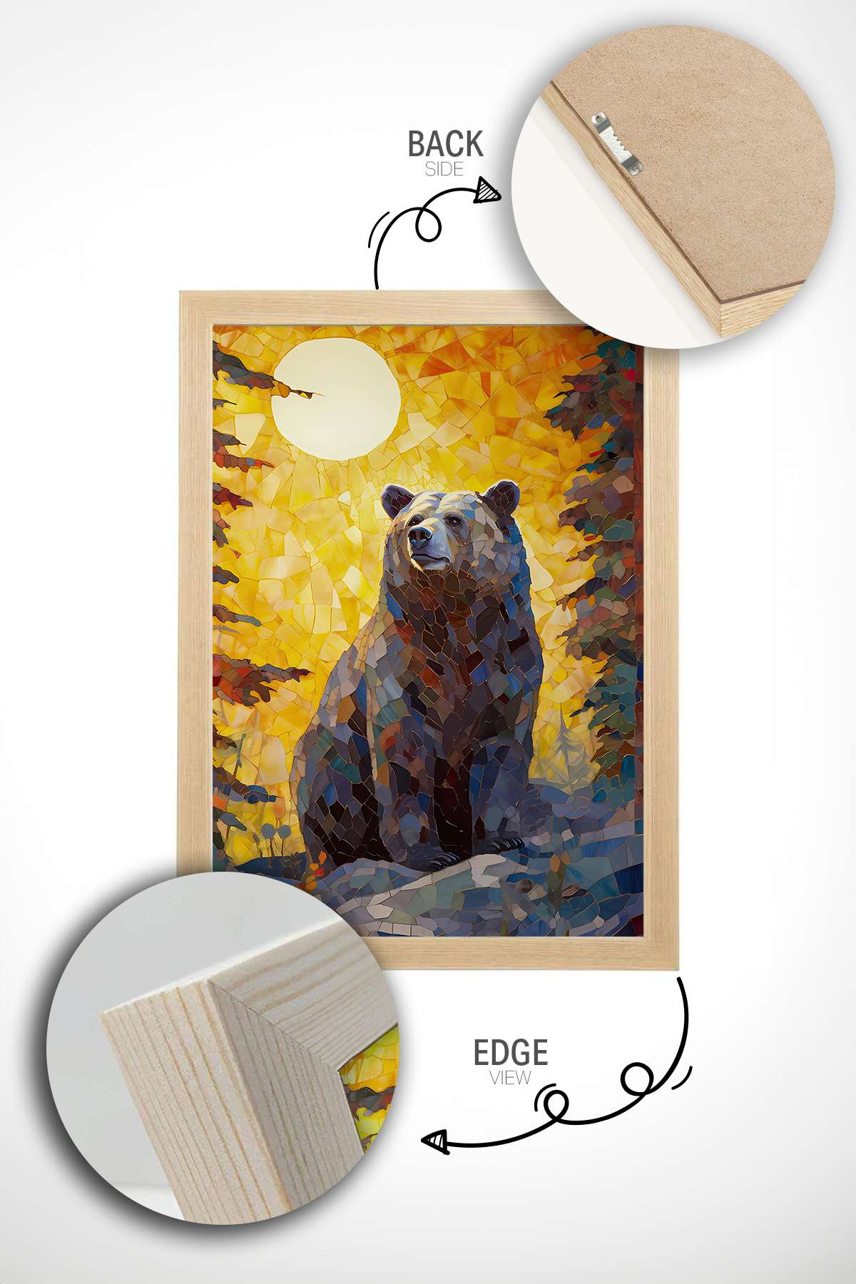 Quadro Decorativo Emoldurado Multicolor 33x48cm - Moldura Madeira Maciça 2cm - Impressão Digital em MDF