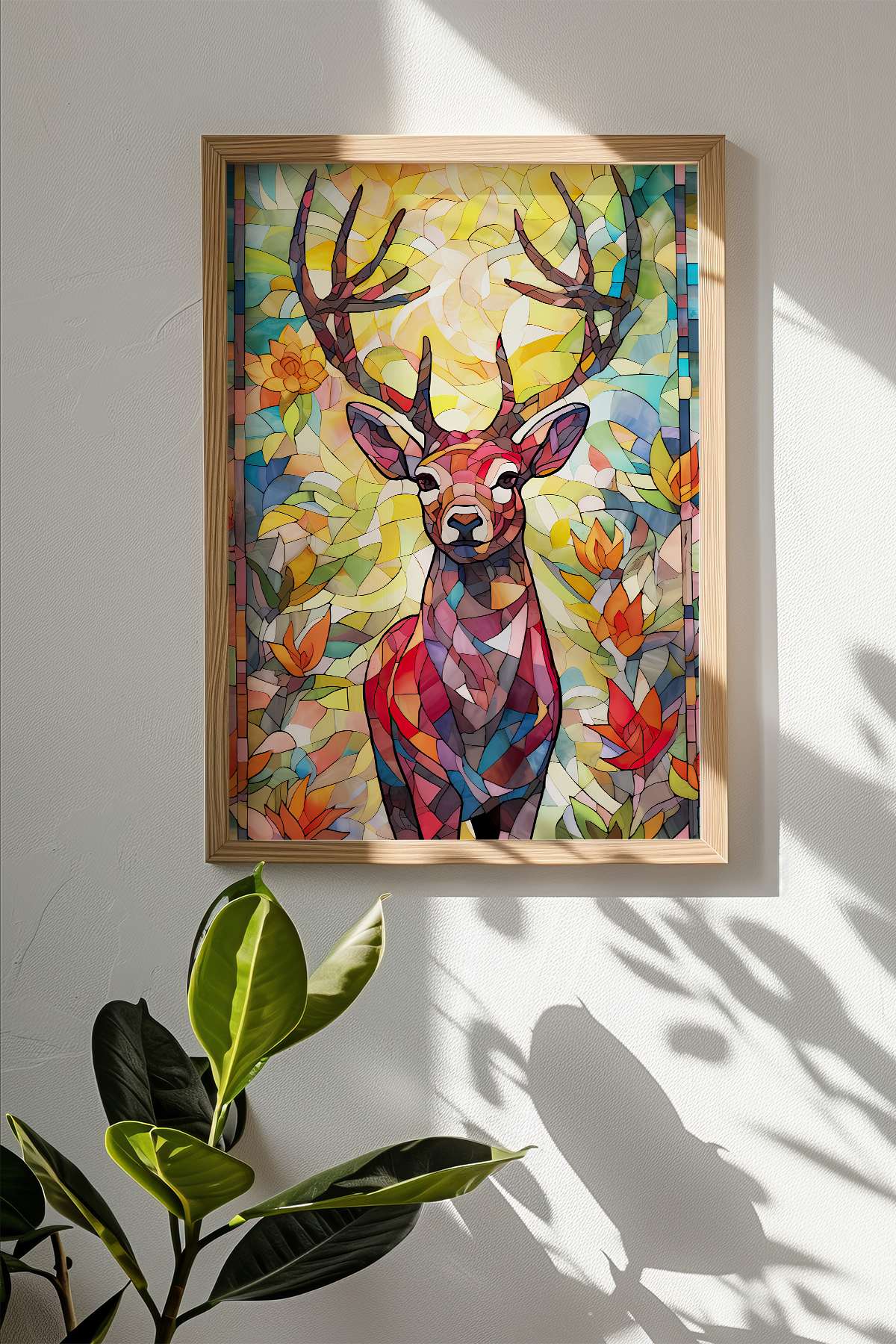 Quadro Decorativo Multicolor com Moldura de Madeira Maciça - Impressão Digital 33x48cm