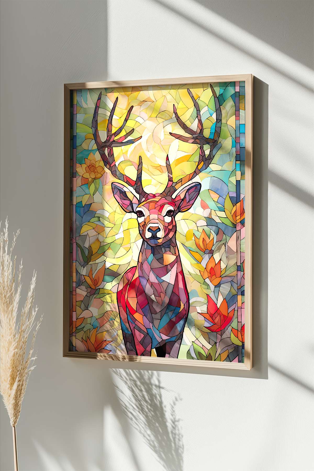 Quadro Decorativo Multicolor com Moldura de Madeira Maciça - Impressão Digital 33x48cm