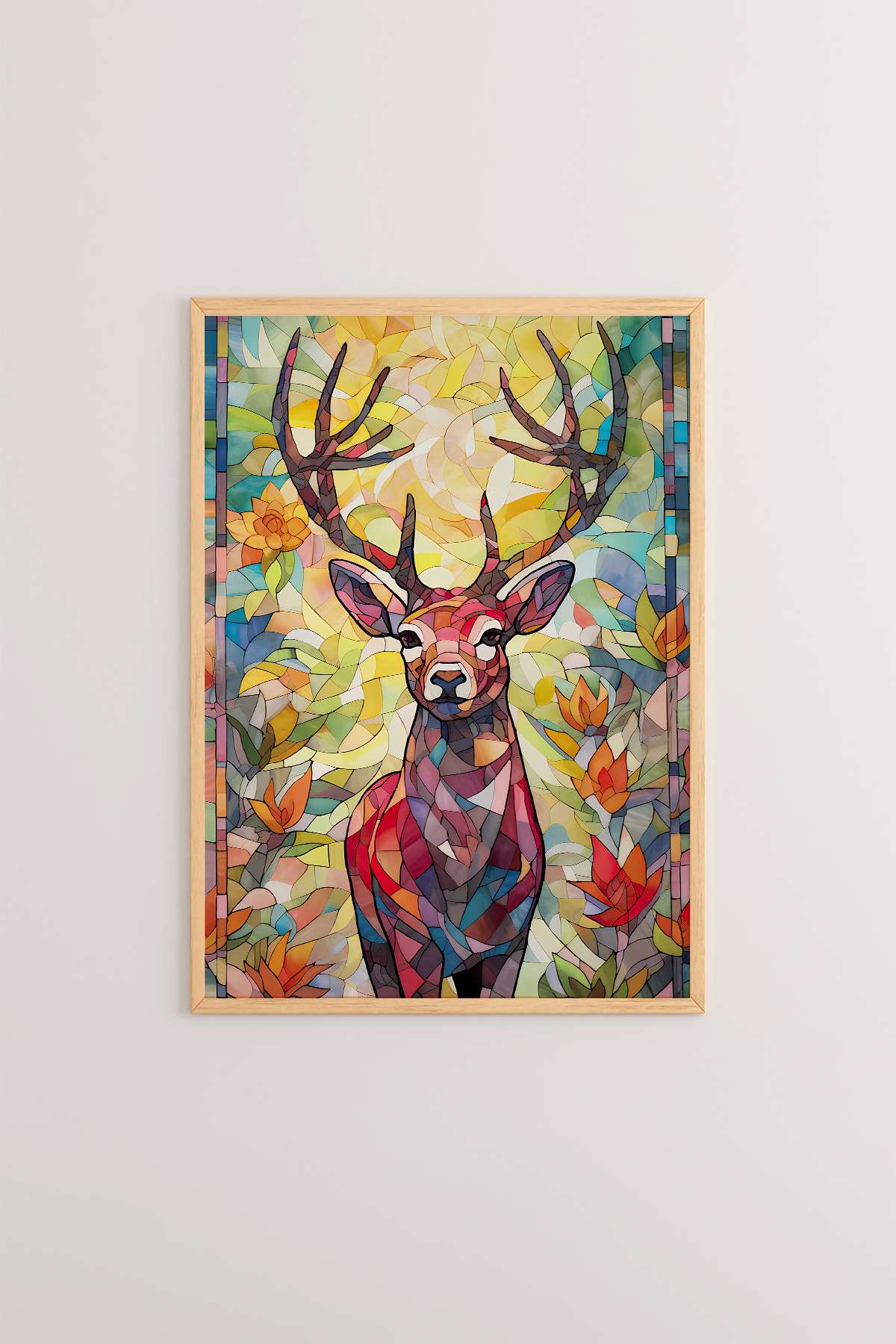 Quadro Decorativo Multicolor com Moldura de Madeira Maciça - Impressão Digital 33x48cm