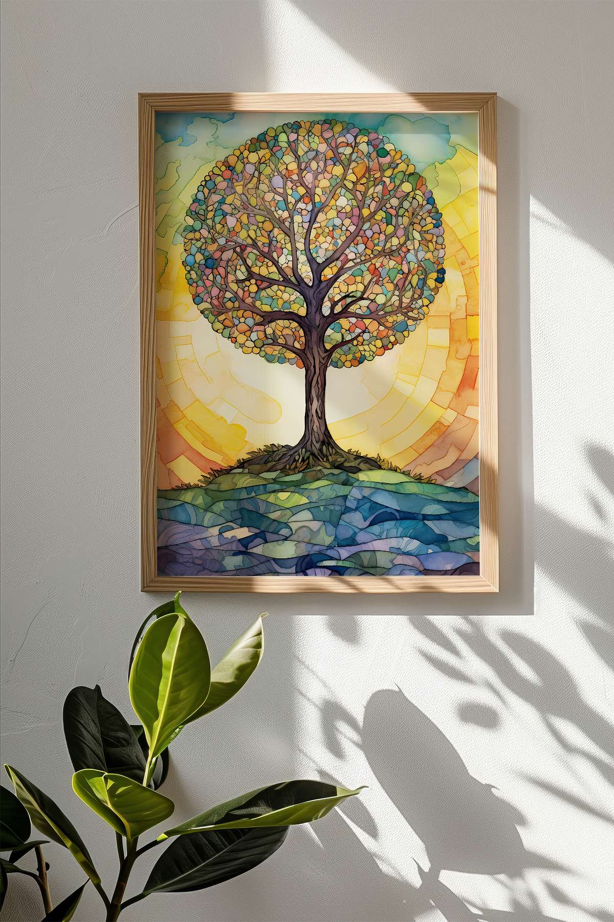 Quadro Decorativo Multicolor com Moldura de Madeira Maciça - Impressão Digital 33x48cm