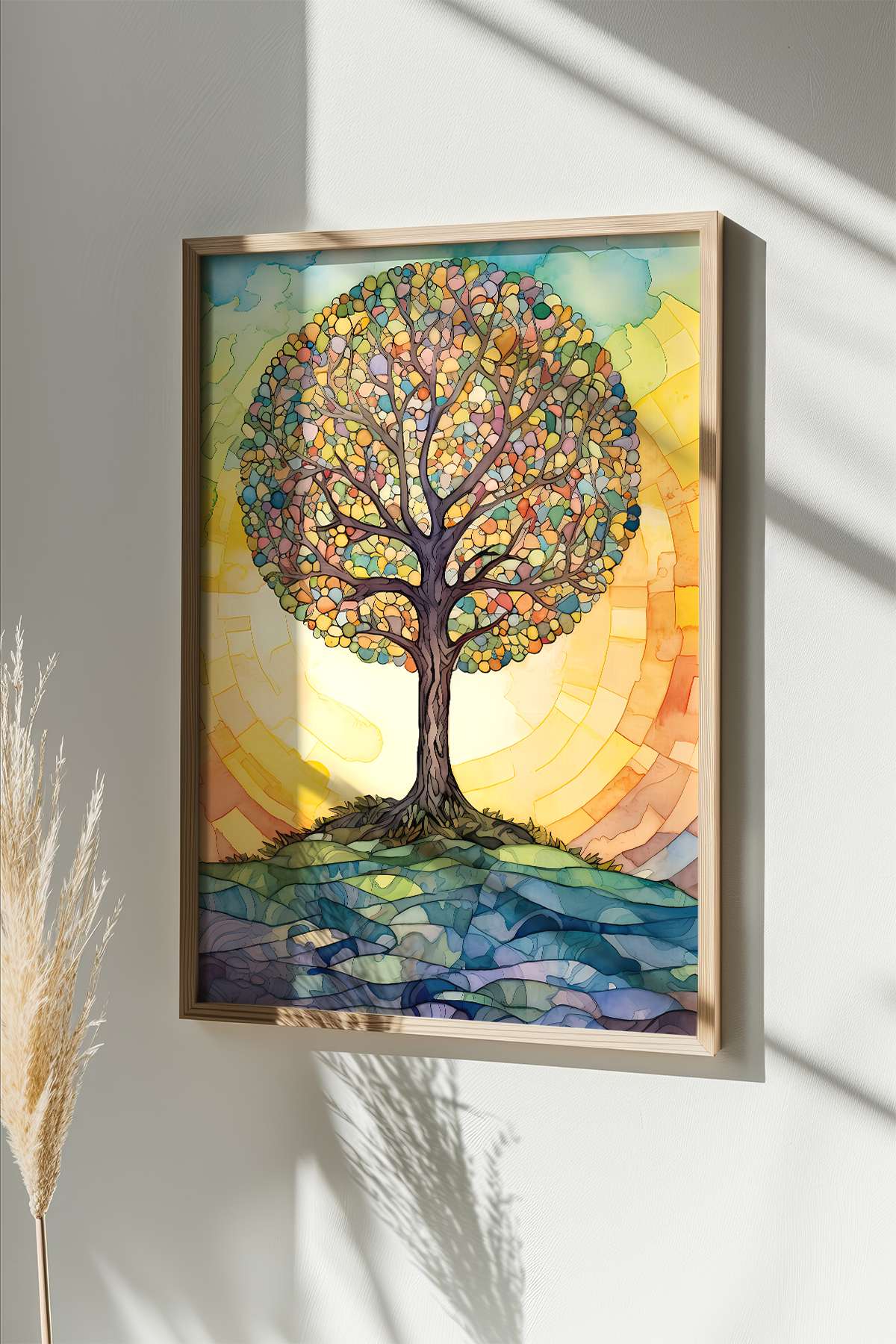 Quadro Decorativo Multicolor com Moldura de Madeira Maciça - Impressão Digital 33x48cm