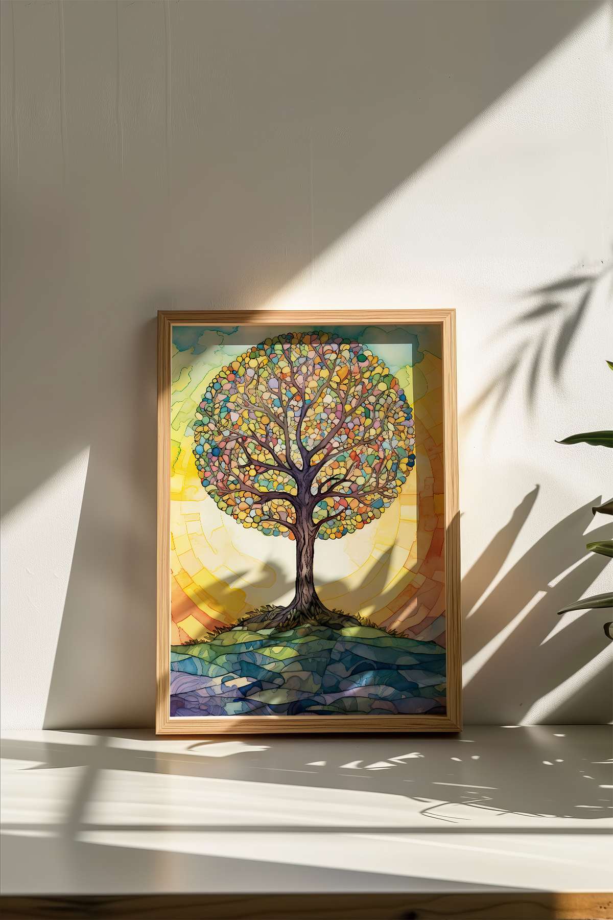 Quadro Decorativo Multicolor com Moldura de Madeira Maciça - Impressão Digital 33x48cm