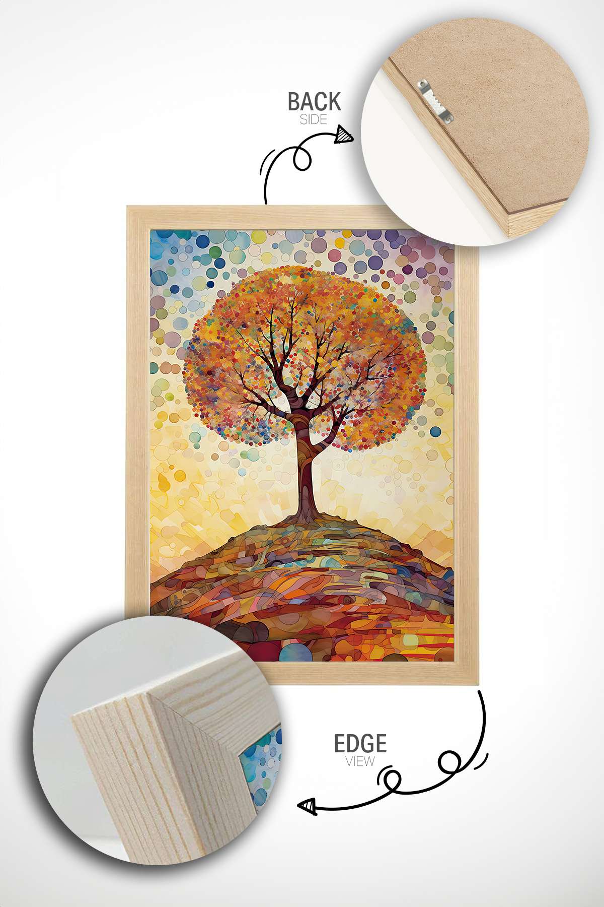 Quadro Decorativo Emoldurado Multicolor 33x48cm - Moldura Madeira Maciça 2cm - Impressão Digital em MDF