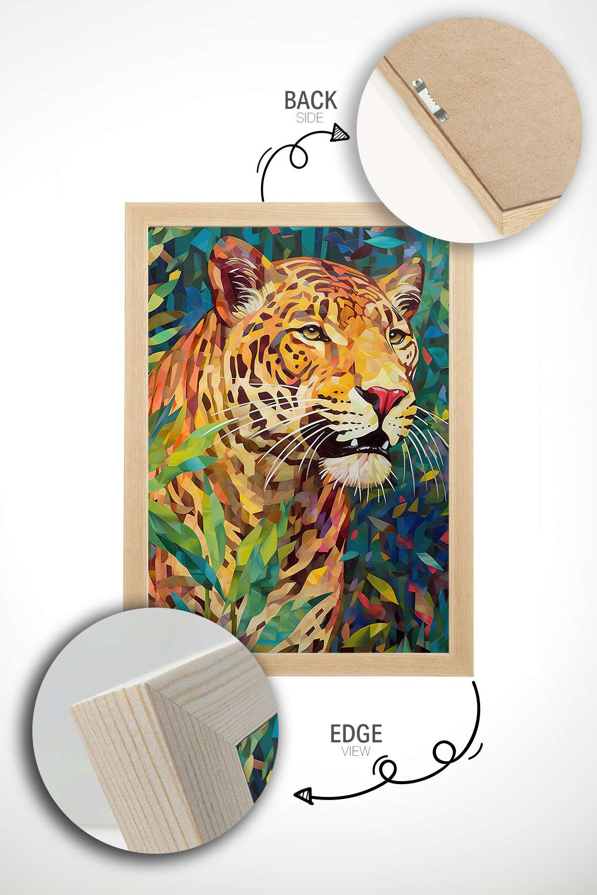 Quadro Decorativo Multicolor com Moldura de Madeira Maciça - Impressão Digital 33x48cm