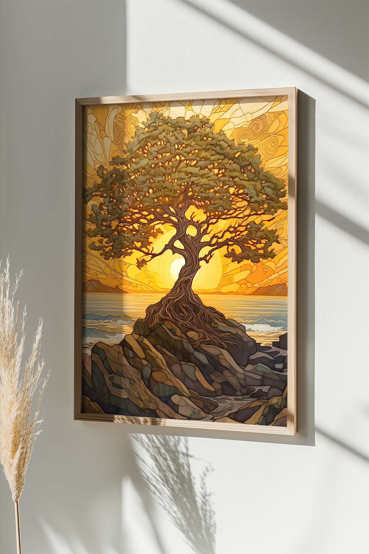 Quadro Decorativo Multicolor em Madeira Maciça - Arte Digital Emoldurada 33x48cm