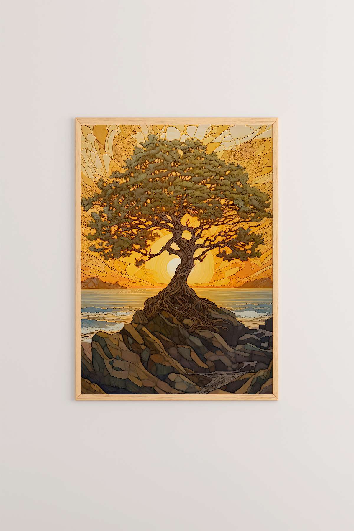 Quadro Decorativo Multicolor em Madeira Maciça - Arte Digital Emoldurada 33x48cm