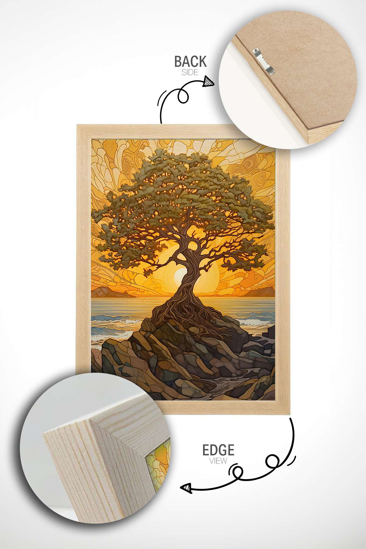 Quadro Decorativo Multicolor em Madeira Maciça - Arte Digital Emoldurada 33x48cm