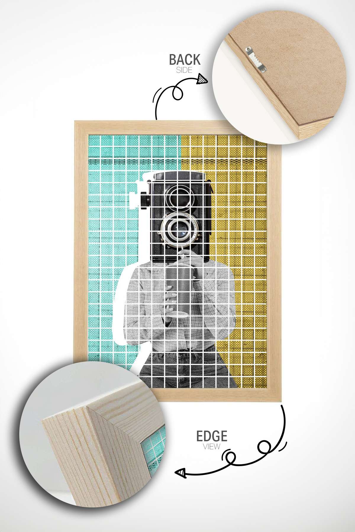 Quadro Decorativo Multicolor Popkare2 - Moldura Madeira Maciça 33x48cm - Arte Digital Premium para Decoração