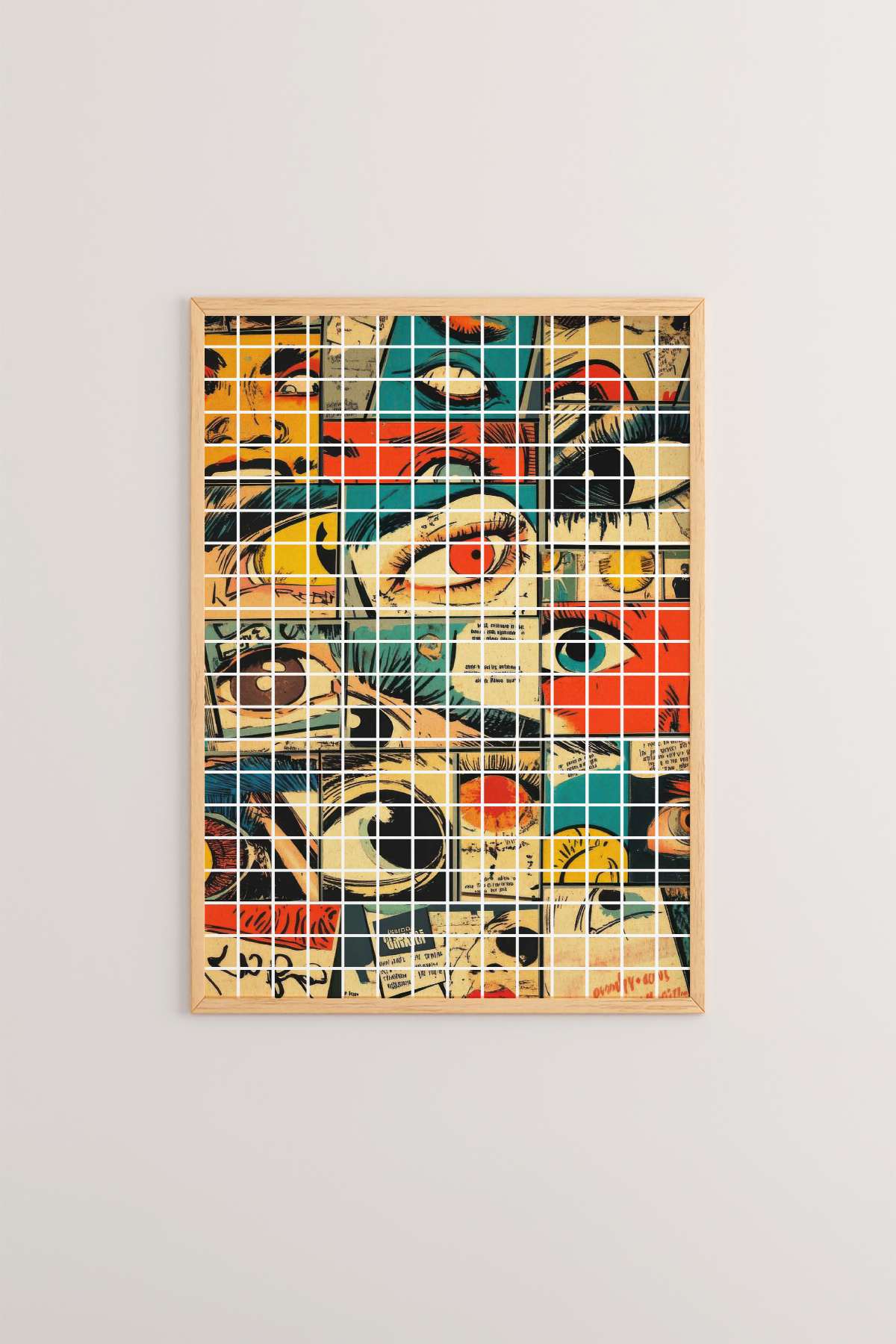 Quadro Decorativo Multicolor Popkare5 - Moldura Madeira Maciça 33x48cm - Arte Digital Premium para Decoração