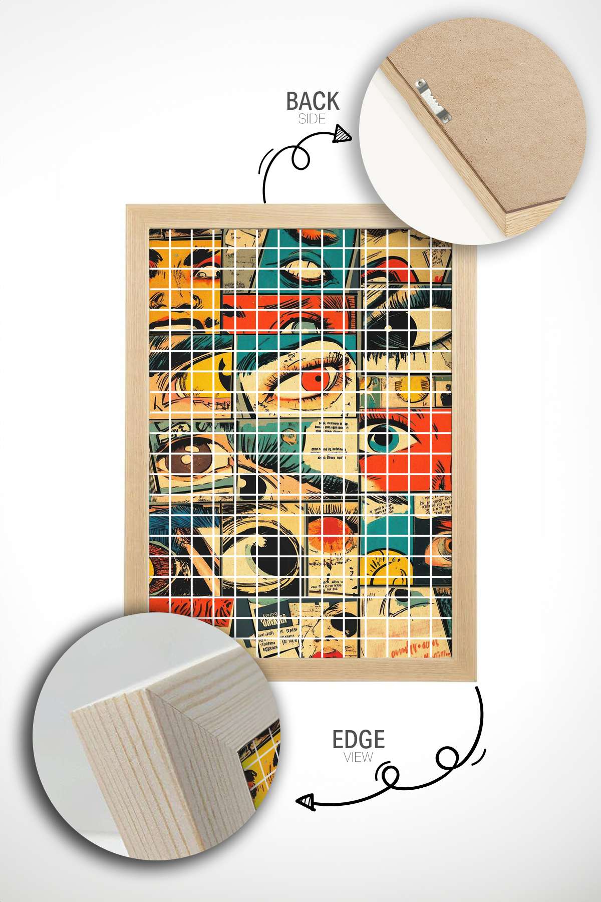 Quadro Decorativo Multicolor Popkare5 - Moldura Madeira Maciça 33x48cm - Arte Digital Premium para Decoração