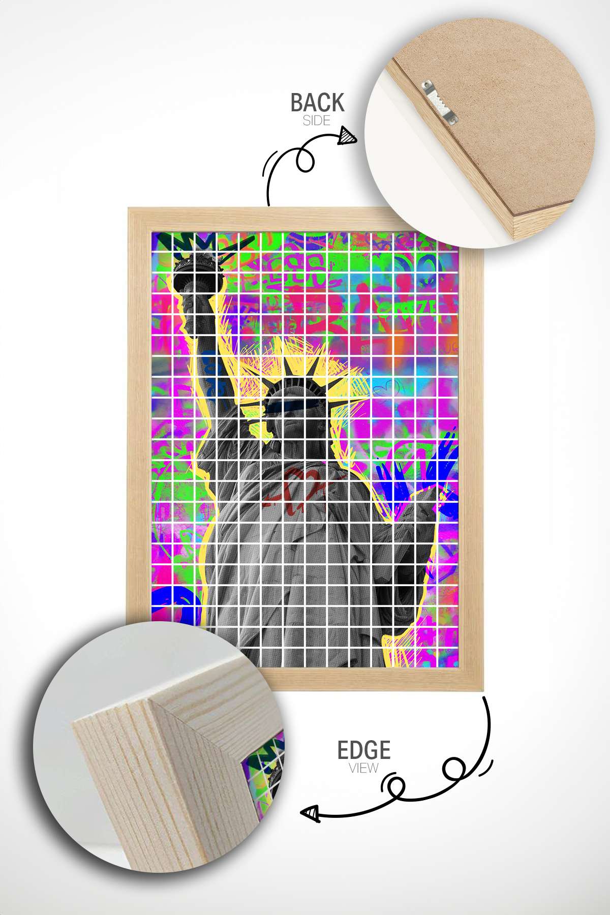 Quadro Decorativo Multicolor em Madeira Maciça - Impressão Digital Premium 33x48cm