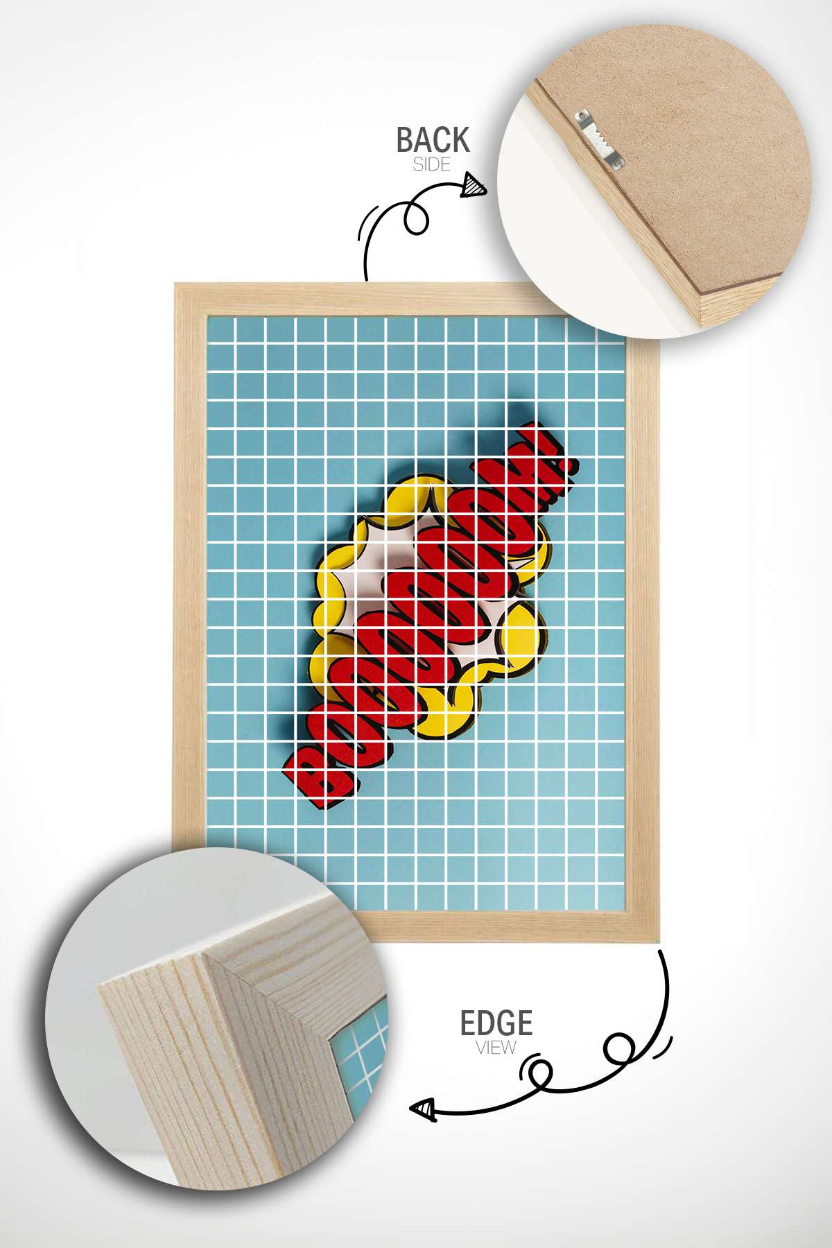 Quadro Decorativo Multicolor Popkare8 - Moldura Madeira Maciça 33x48cm - Arte Digital Premium para Decoração