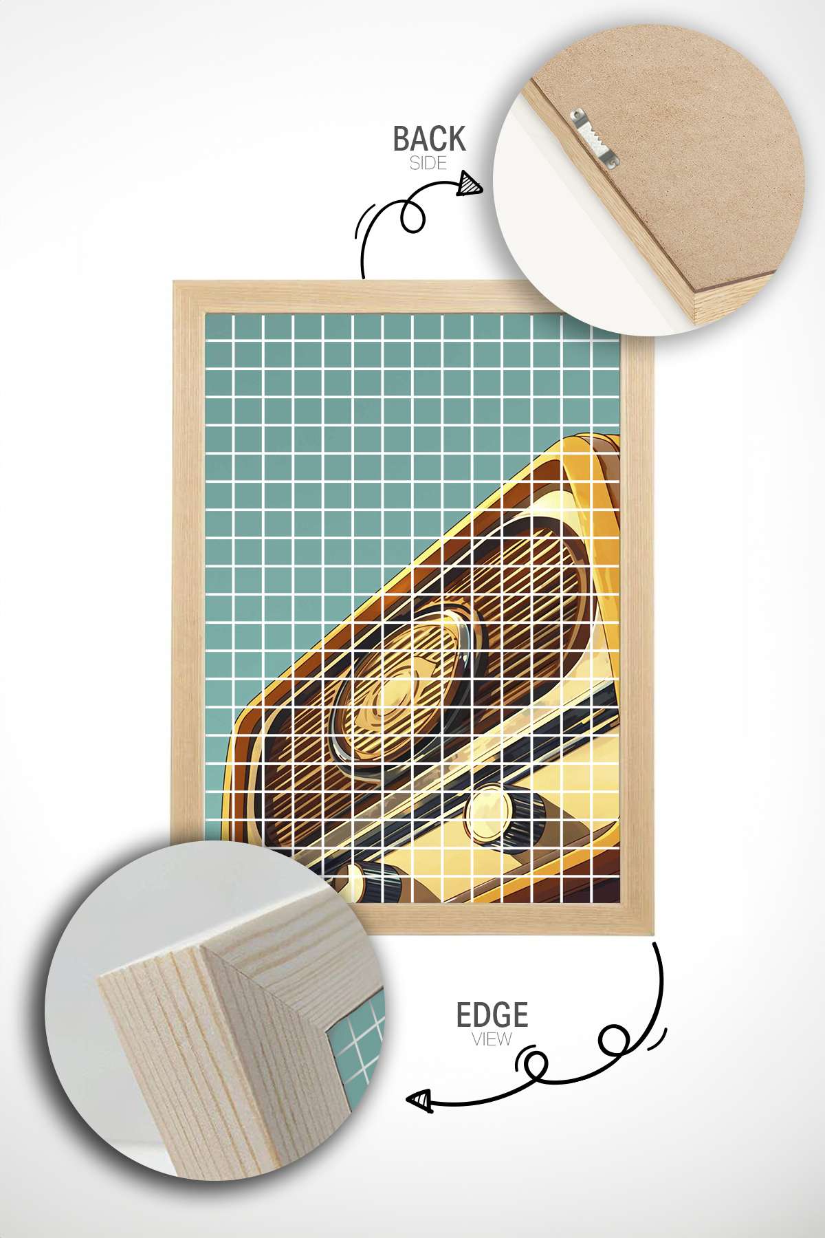 Quadro Decorativo Multicolor em Madeira Maciça - Pintura Digital Emoldurada 33x48cm Popkare9