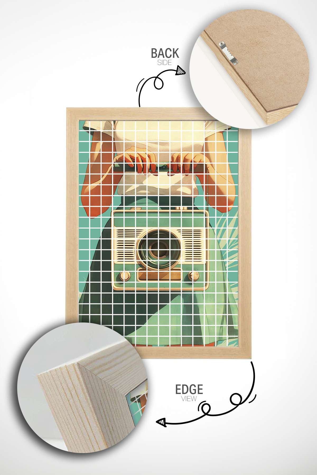 Quadro Decorativo Multicolor em Madeira Maciça - Impressão Digital Premium 33x48cm