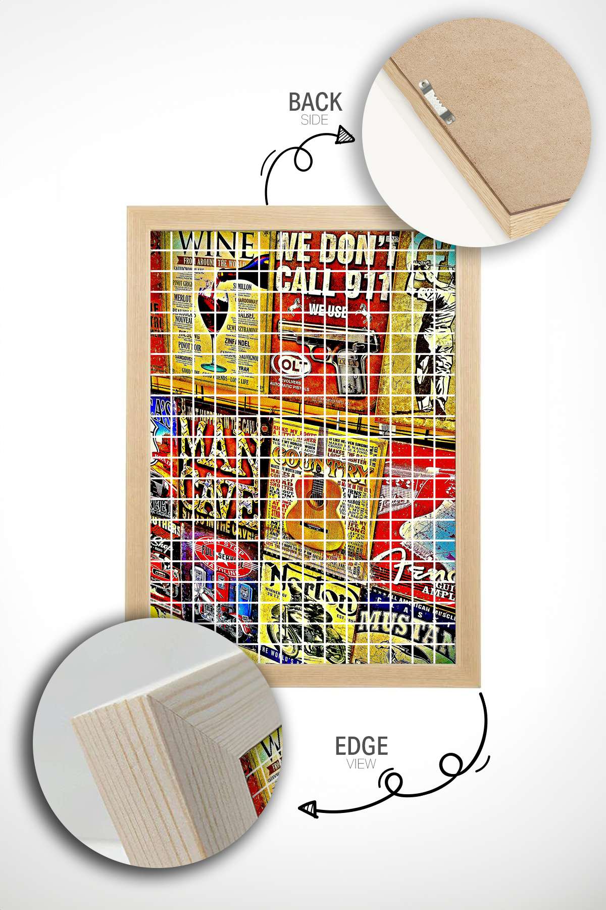 Quadro Decorativo Multicolor em Madeira Maciça - Impressão Digital Premium 33x48cm