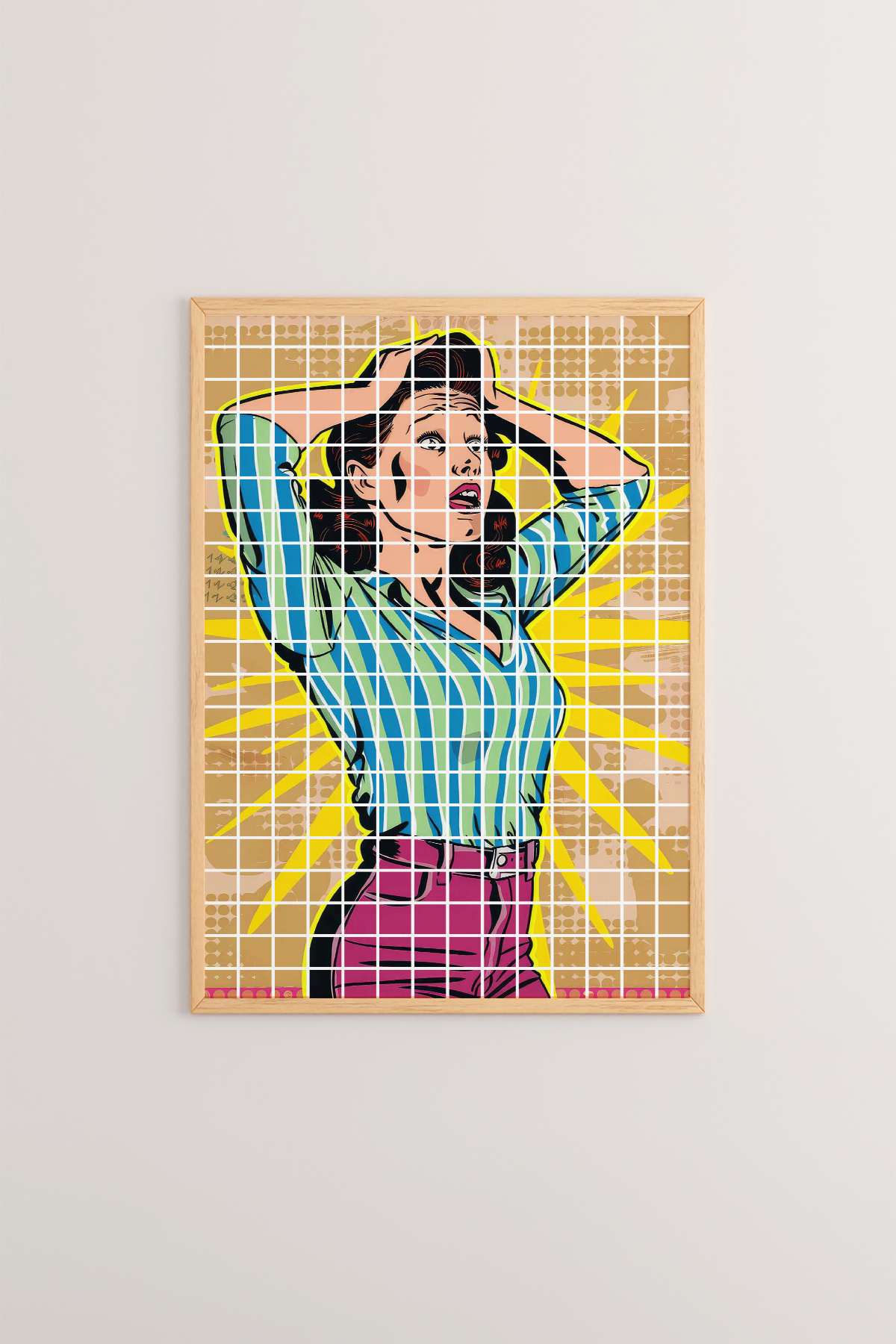 Quadro Decorativo Multicolor em Madeira Maciça - Arte Digital Emoldurada 33x48cm