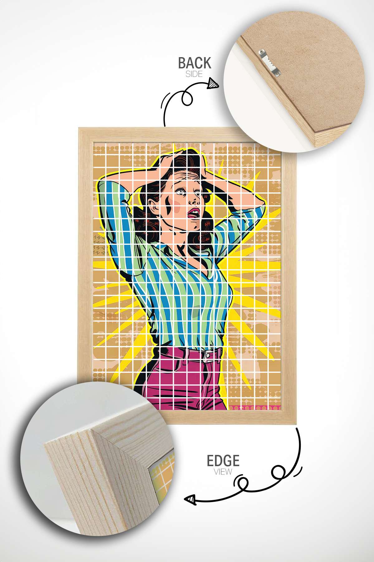 Quadro Decorativo Multicolor em Madeira Maciça - Arte Digital Emoldurada 33x48cm