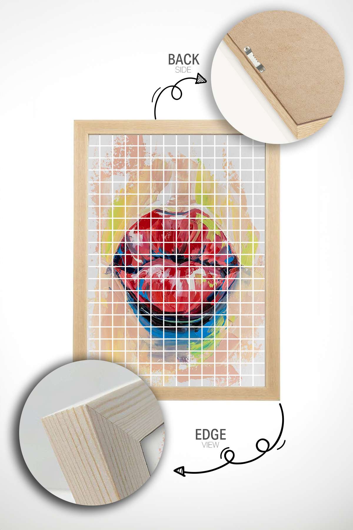 Quadro Decorativo Multicolor em Madeira Maciça - Impressão Digital Premium 33x48cm