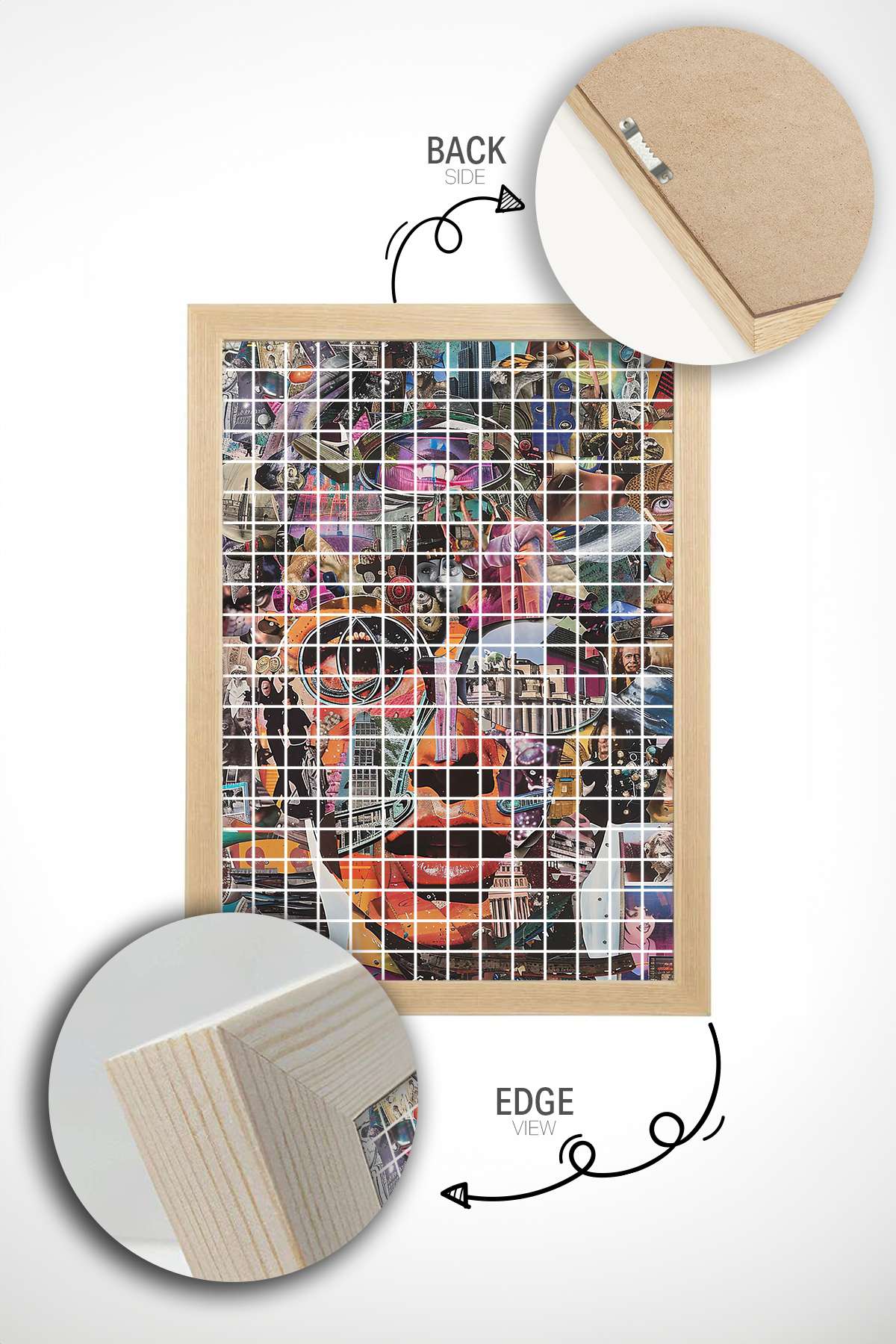 Quadro Decorativo Multicolor em Madeira Maciça - Impressão Digital Premium 33x48cm